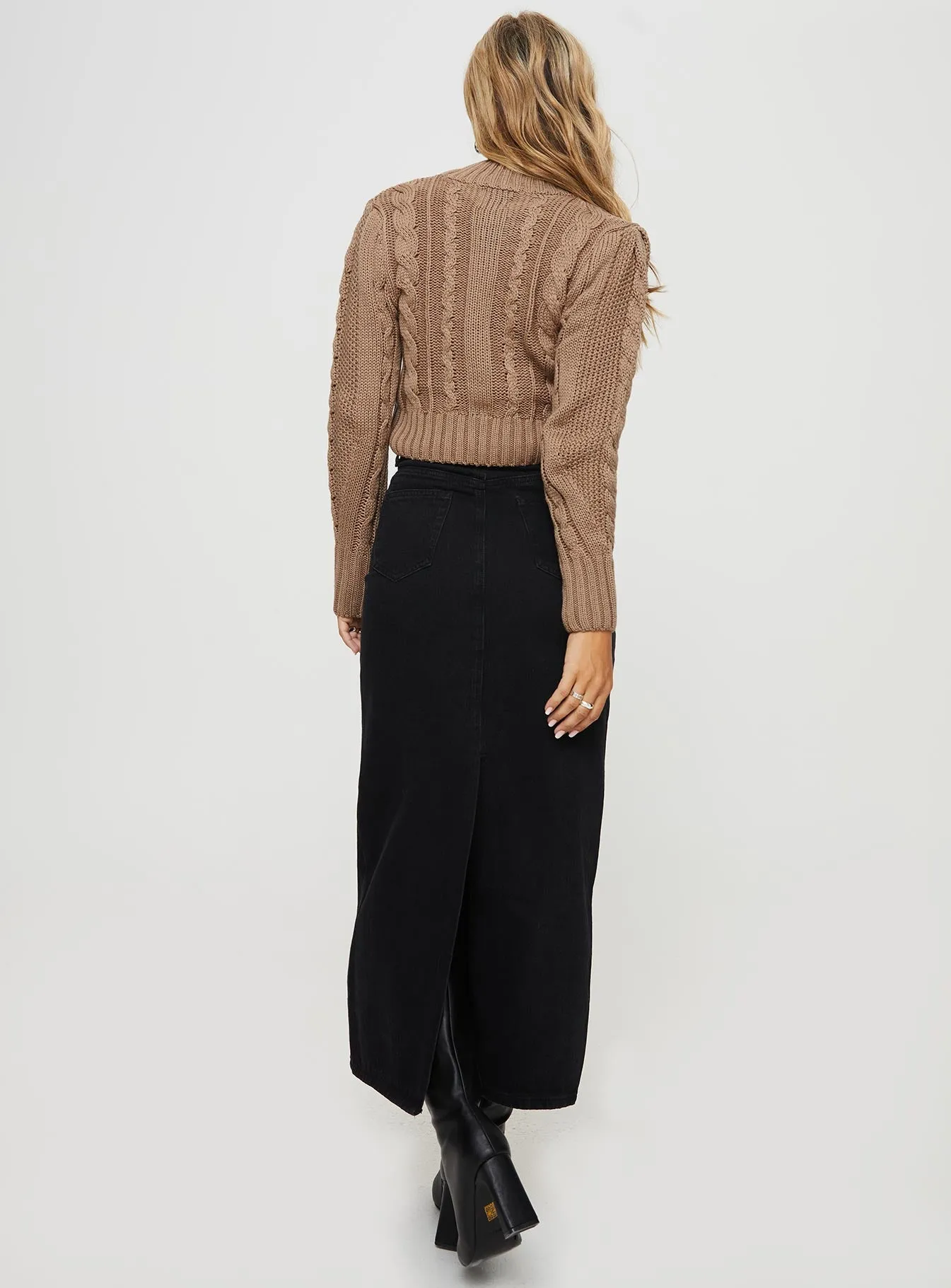 Whessler Split Back Denim Midi Skirt Black sold by Princess Polly product image thumbnail 5