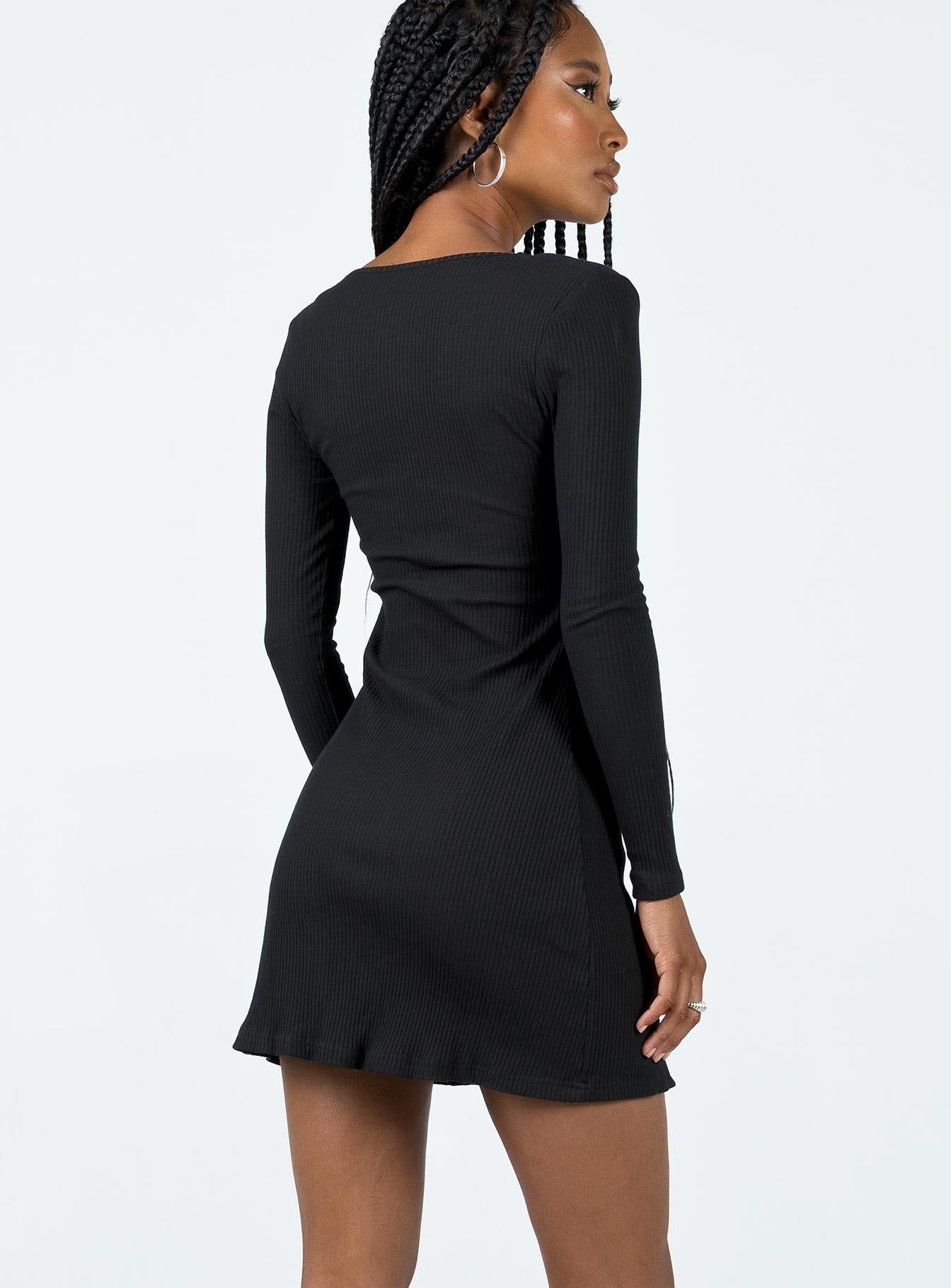 Normandy Long Sleeve Mini Dress Black sold by Princess Polly product image thumbnail 4
