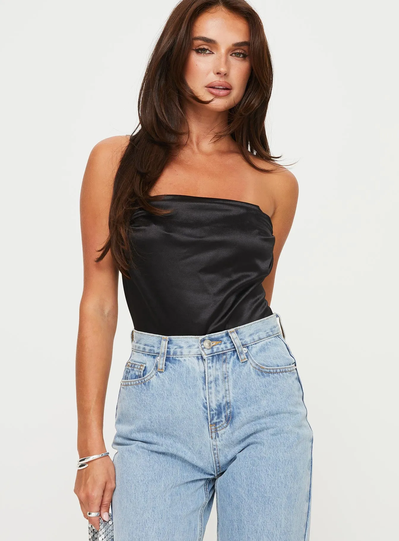 Colben Strapless Bodysuit Black sold by Princess Polly