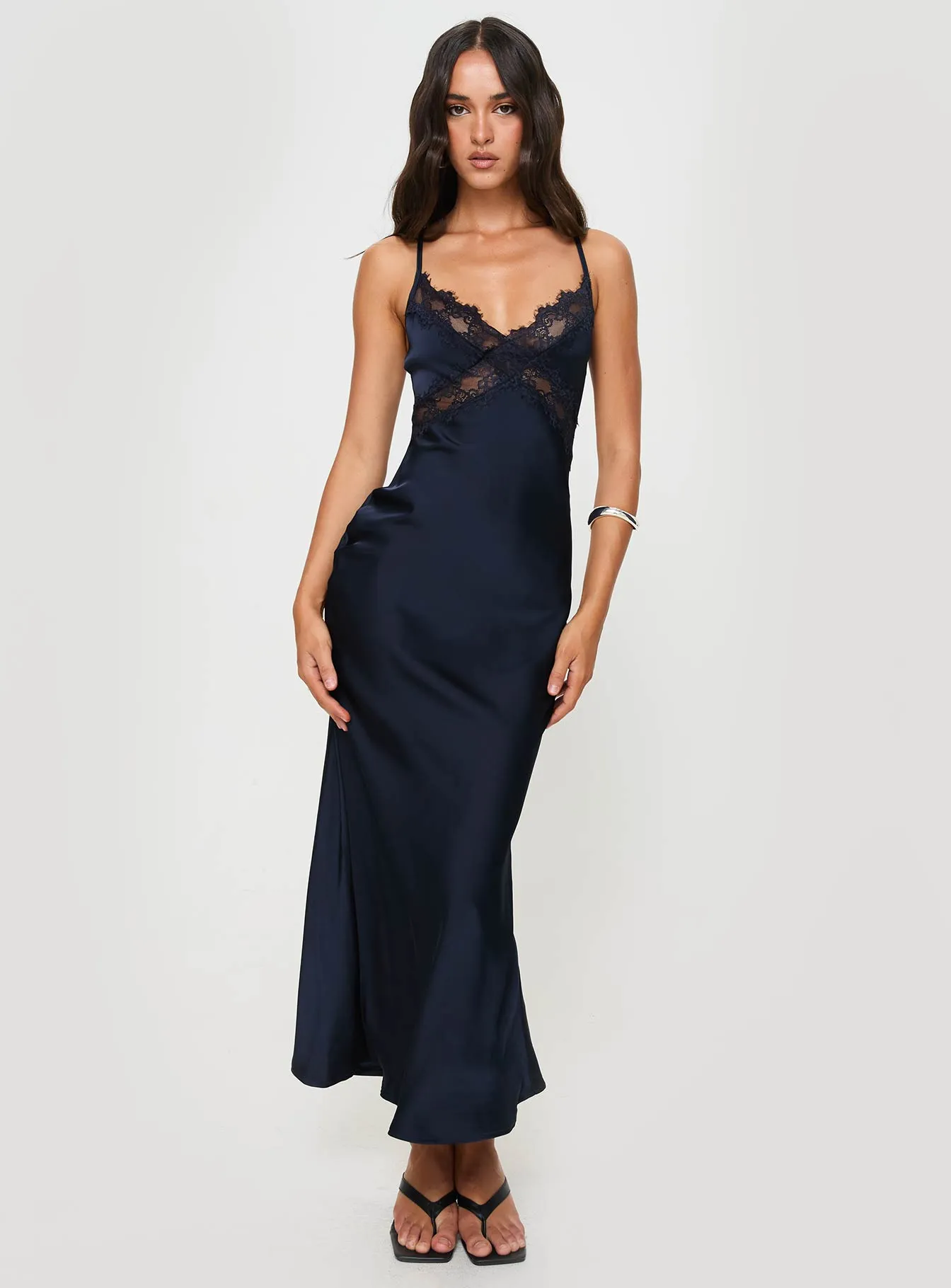Treasure Bias Cut Maxi Dress Navy Petite sold by Princess Polly product image thumbnail 2