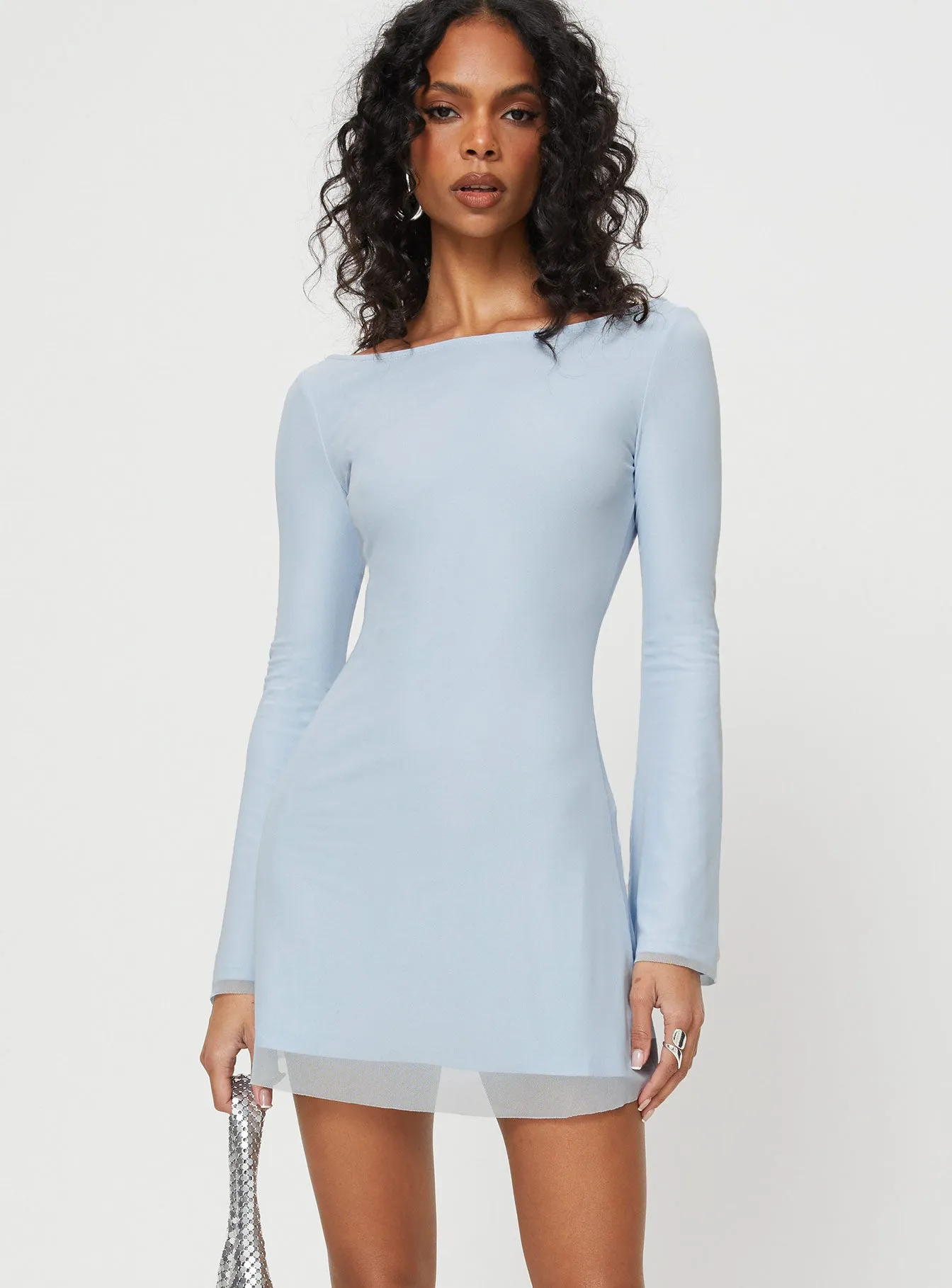 Lukea Long Sleeve Mini Dress Blue sold by Princess Polly product image thumbnail 2