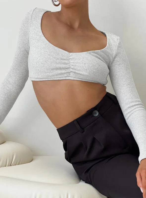 Lucano Long Sleeve Top Grey sold by Princess Polly