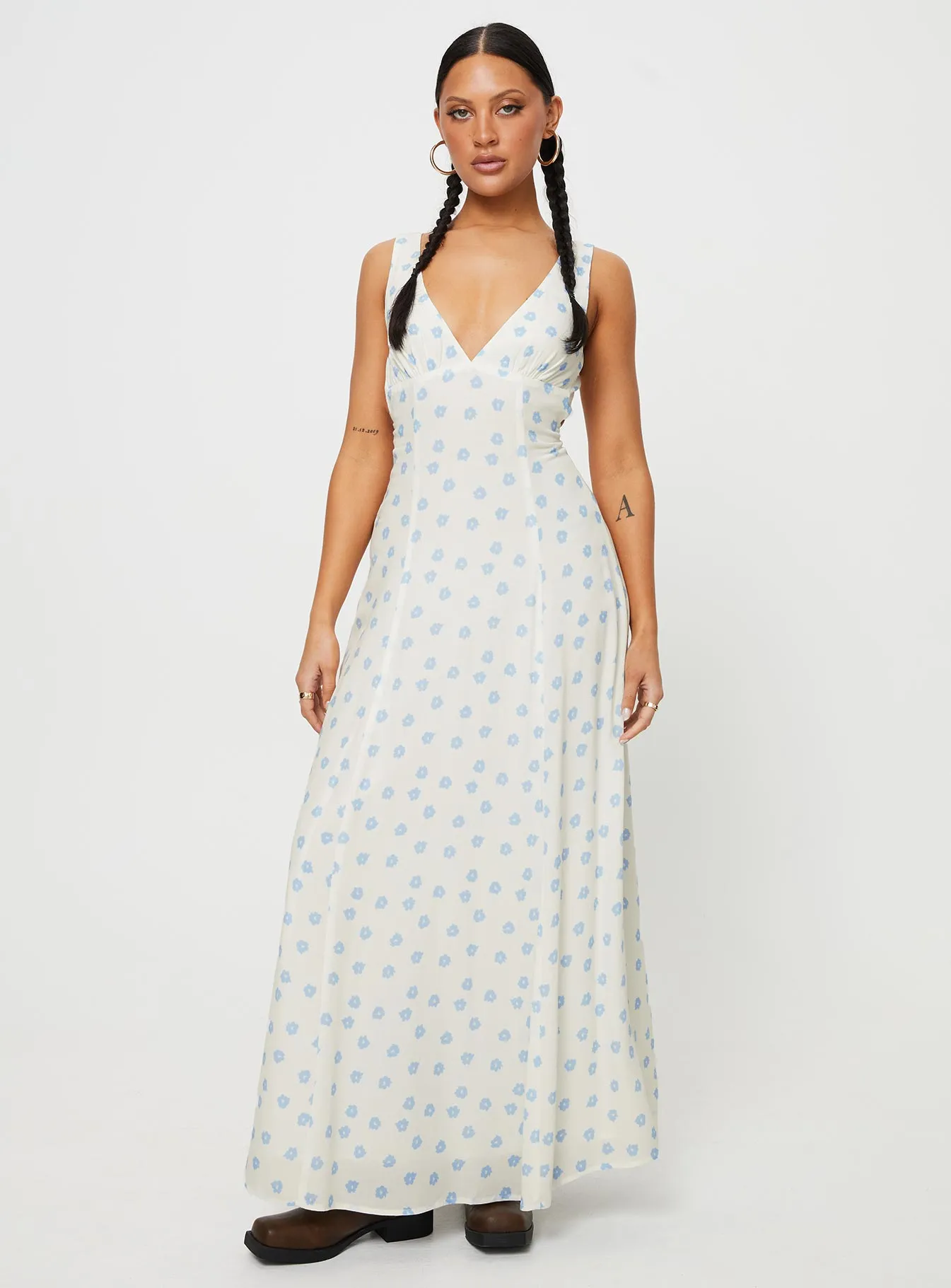Florette Open Back Maxi Dress Cream Multi sold by Princess Polly product image thumbnail 4