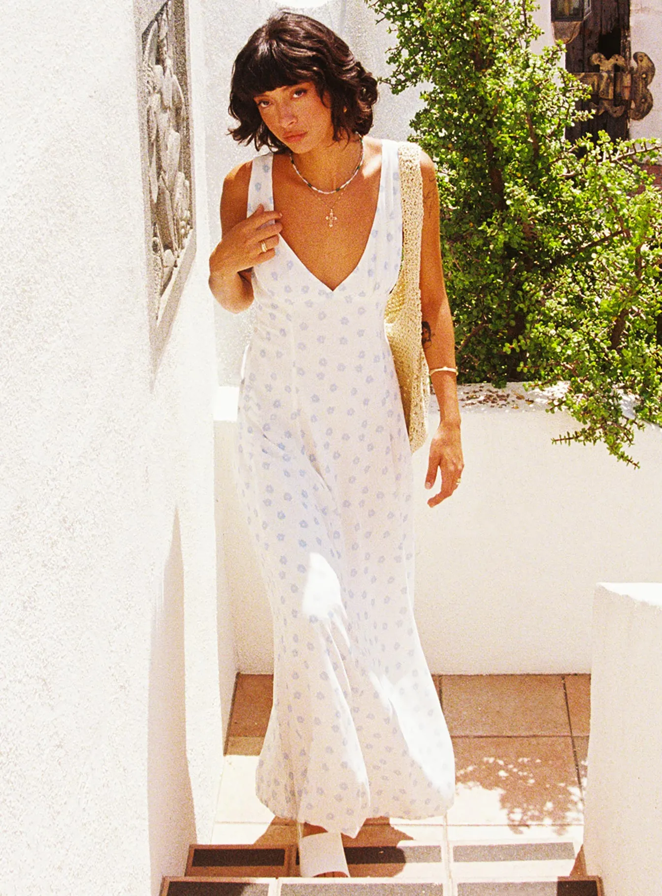 Florette Open Back Maxi Dress Cream Multi sold by Princess Polly