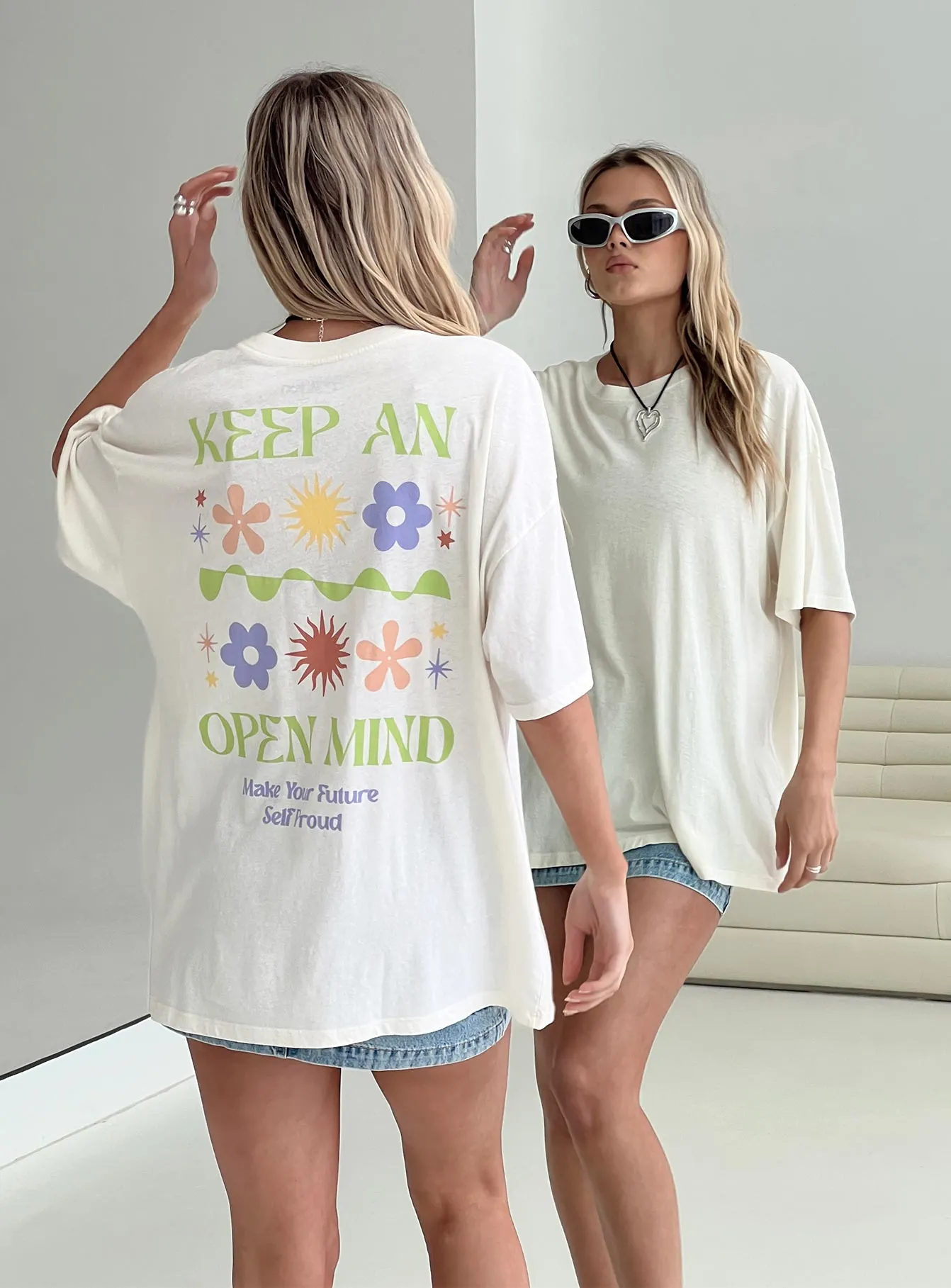 Keep An Open Mind Oversized Tee White sold by Princess Polly