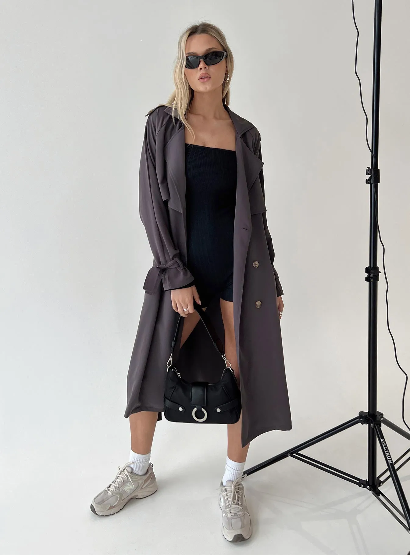Cassie Trench Coat Grey sold by Princess Polly