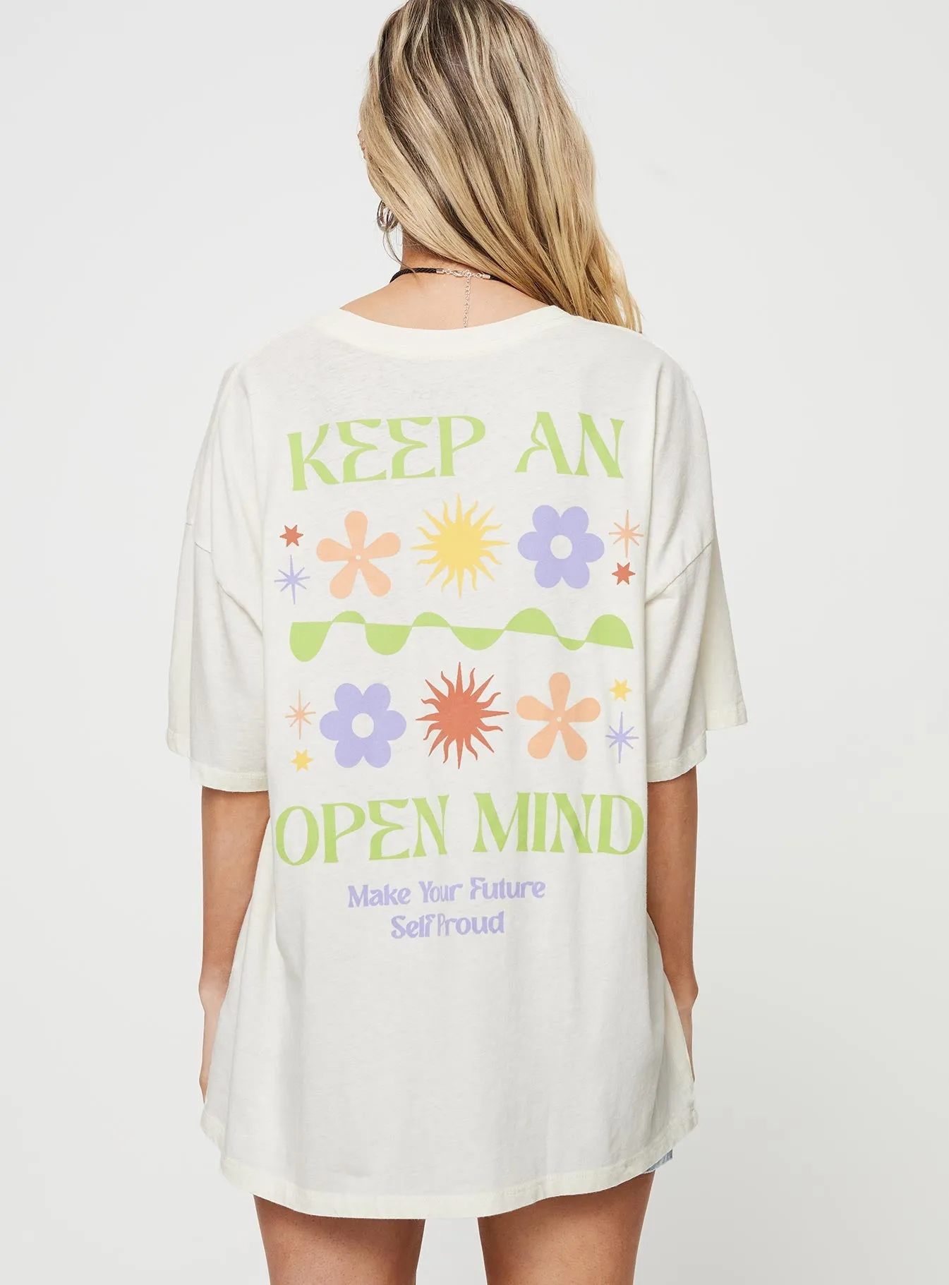 Keep An Open Mind Oversized Tee White sold by Princess Polly product image thumbnail 5