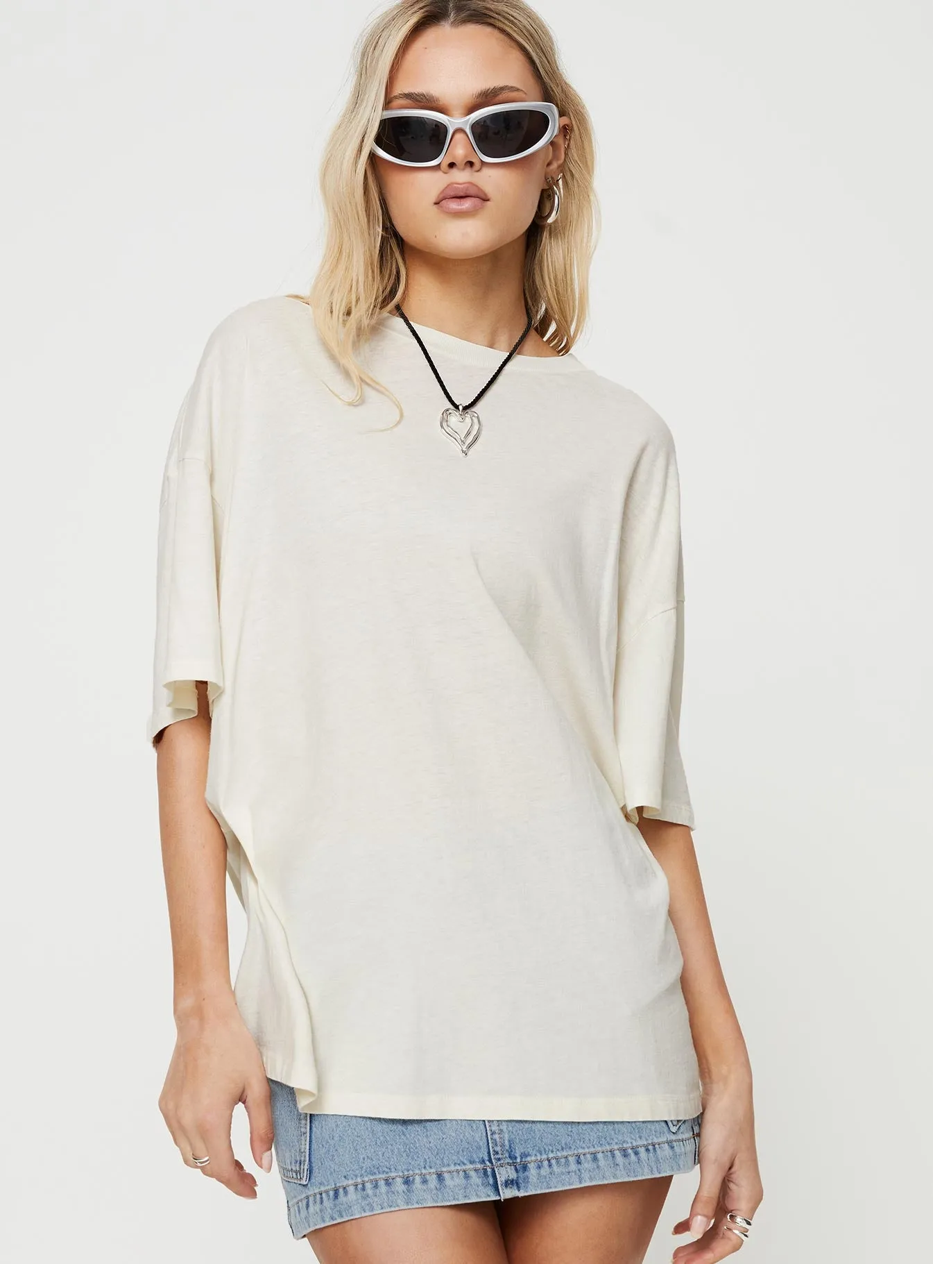 Keep An Open Mind Oversized Tee White sold by Princess Polly product image thumbnail 2