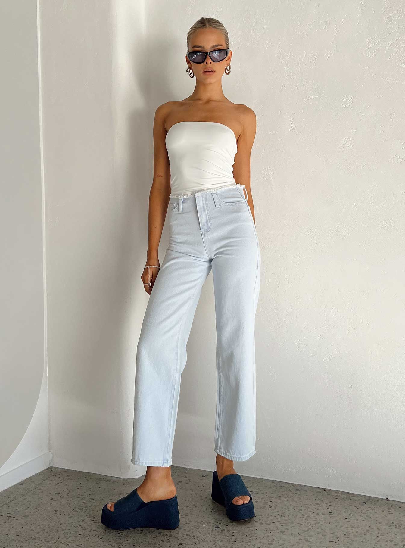 Layton Straight Leg Light Wash Jean Denim sold by Princess Polly