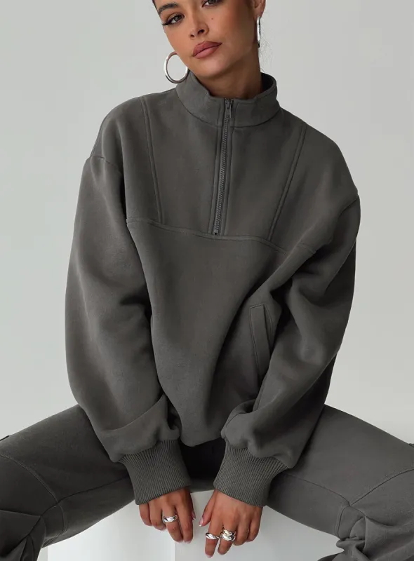 Derek Quater Zip Sweater Grey sold by Princess Polly