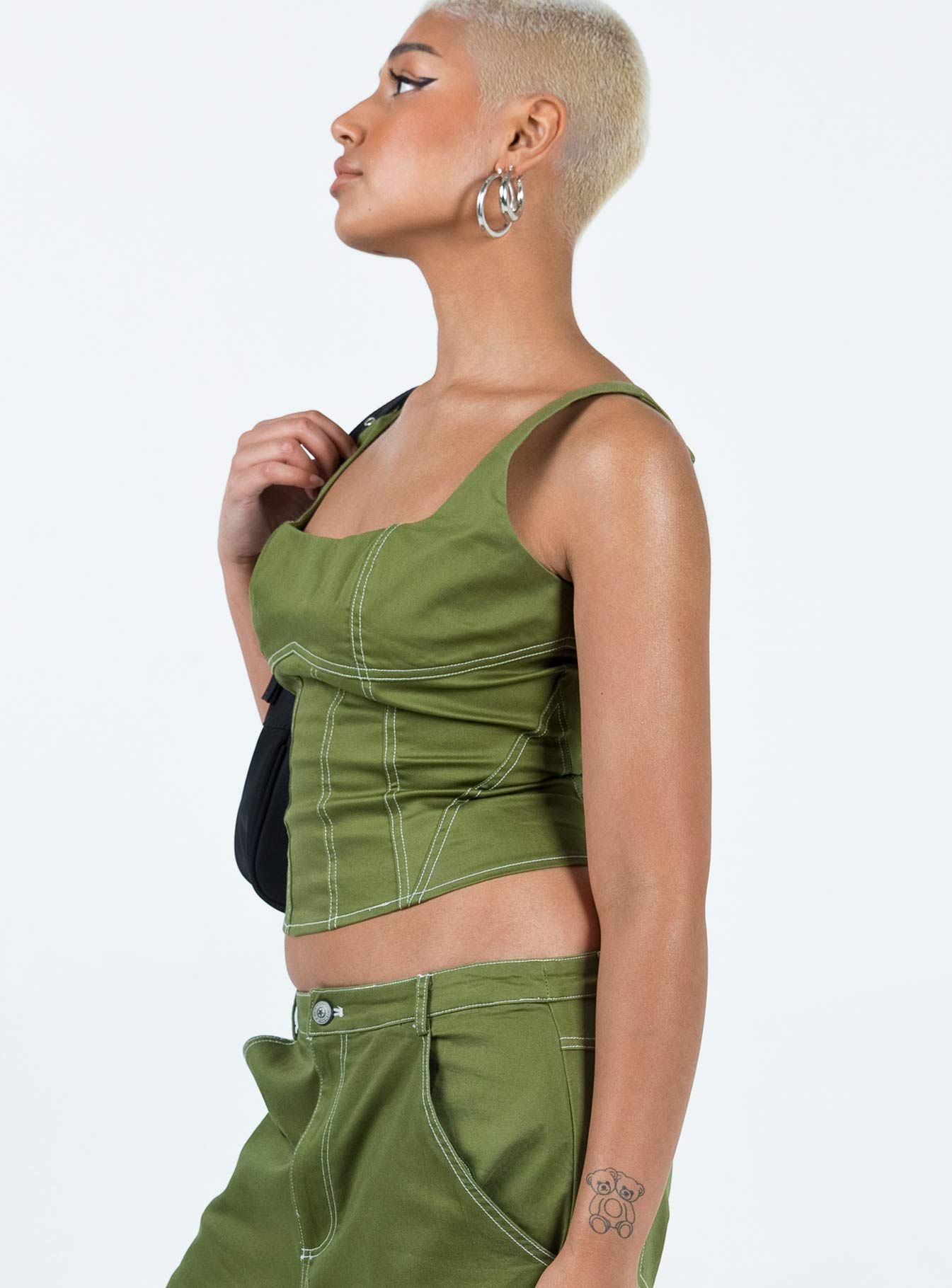 Phena Contrast Corset Top Green sold by Princess Polly product image thumbnail 4