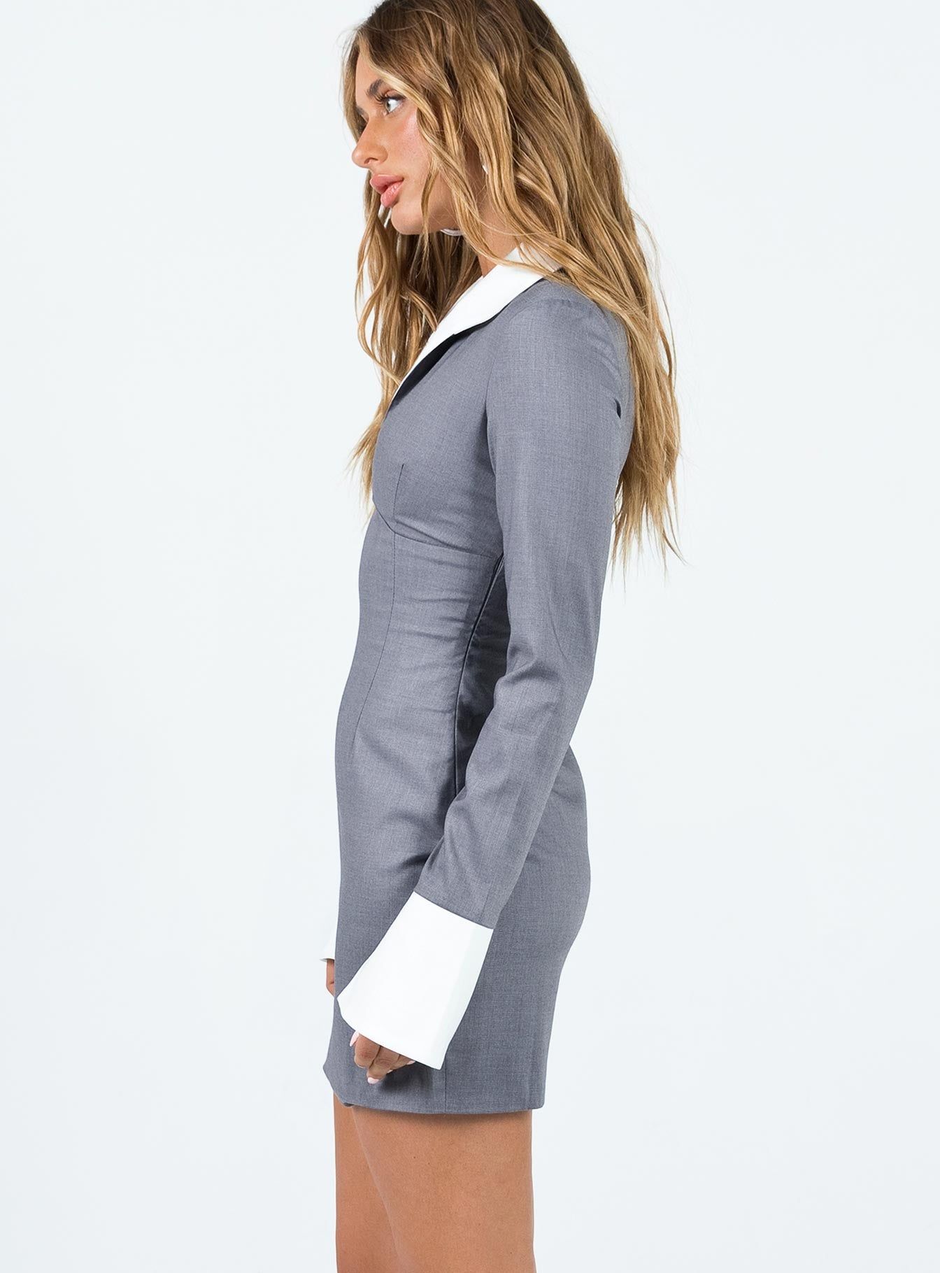 Nikki Long Sleeve Mini Dress Grey sold by Princess Polly product image thumbnail 4