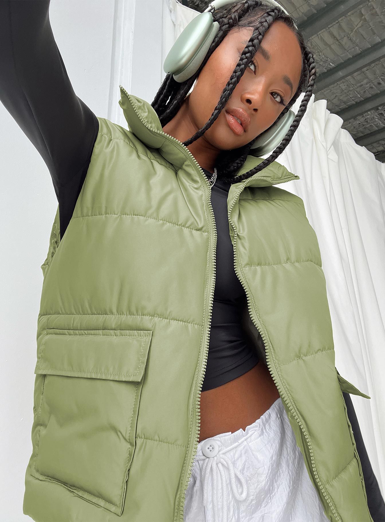 Rowan Vest Khaki sold by Princess Polly product image thumbnail 2