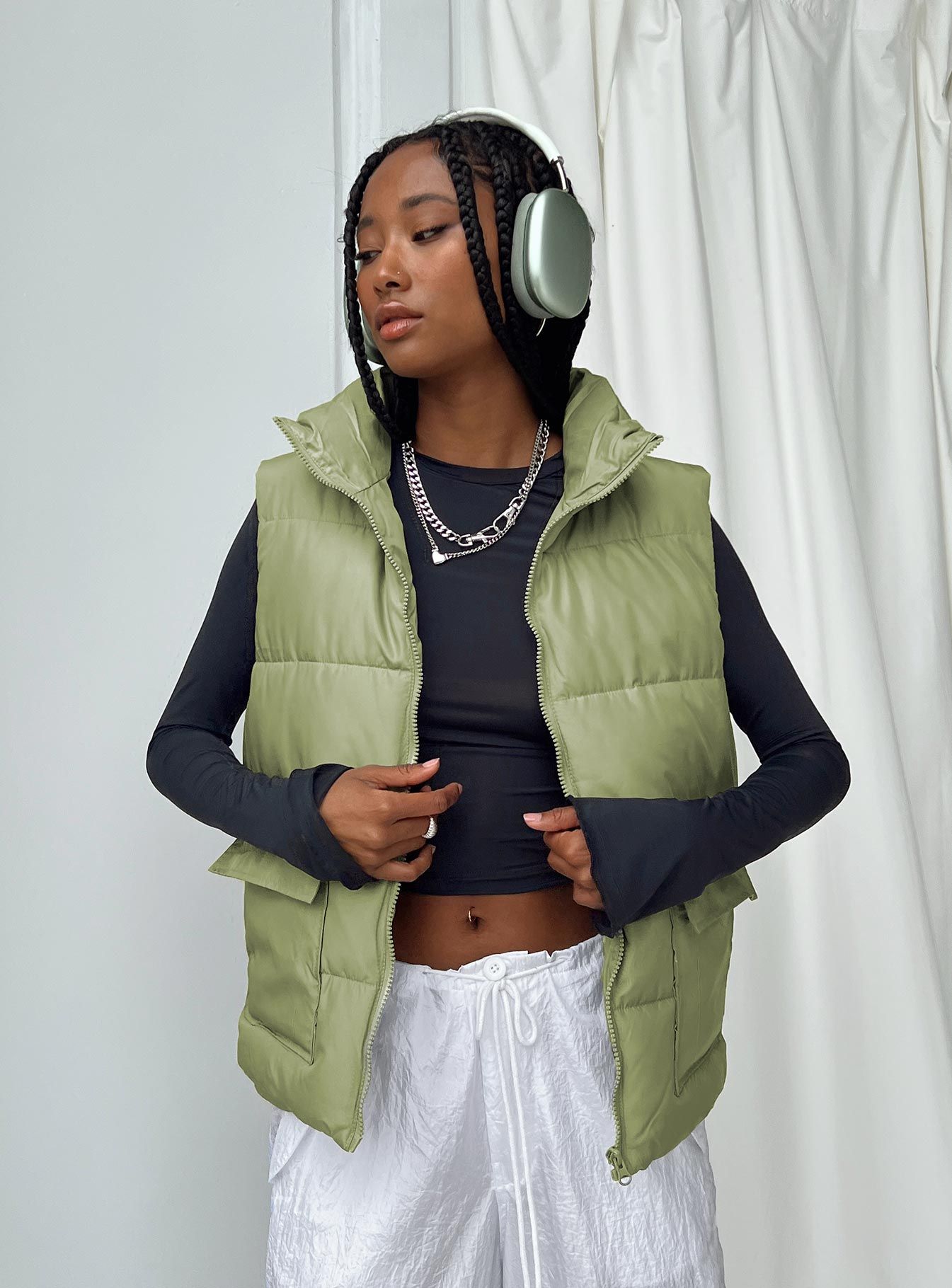 Rowan Vest Khaki sold by Princess Polly product image thumbnail 3