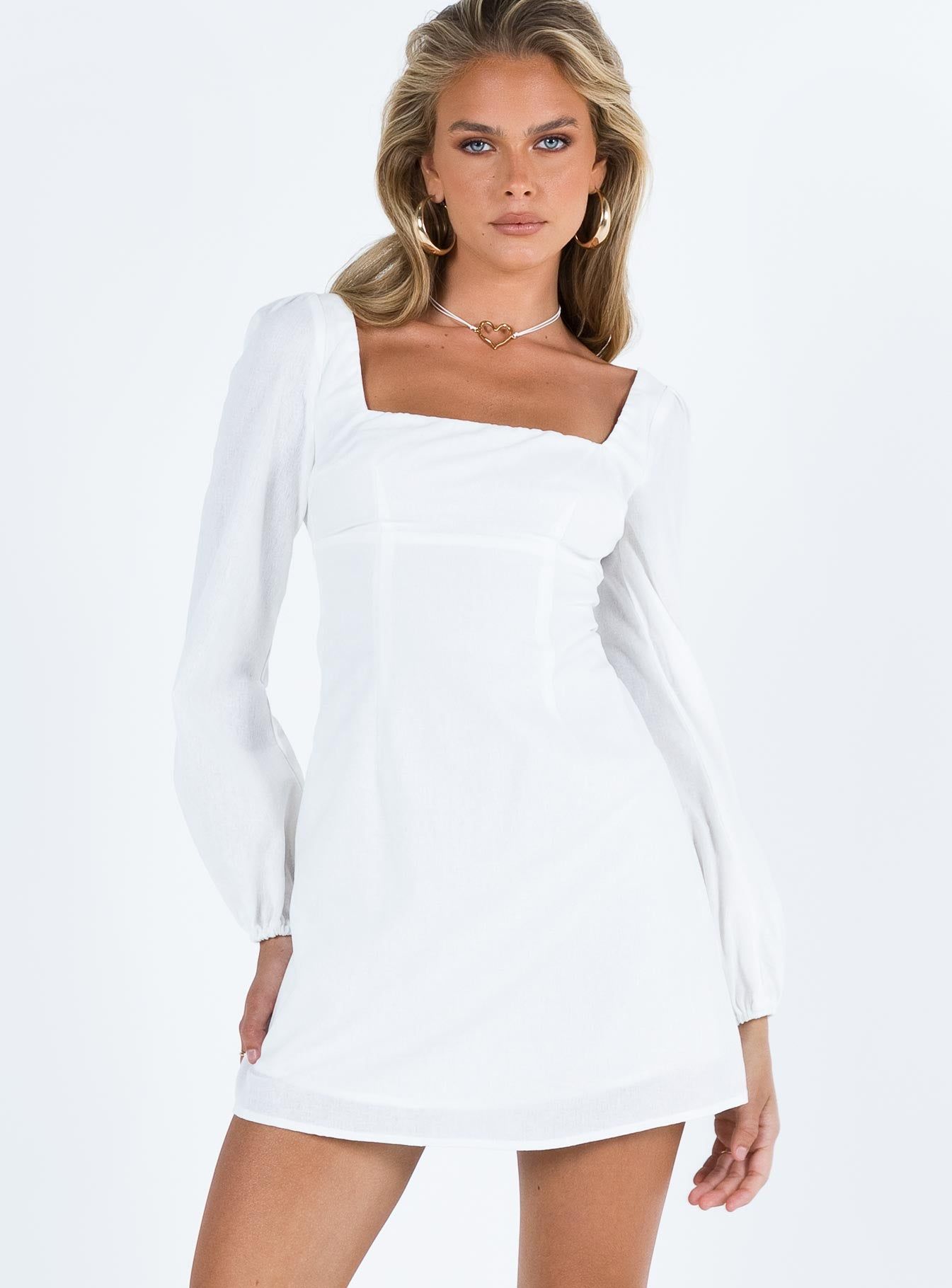 Hastings Long Sleeve Mini Dress White sold by Princess Polly product image thumbnail 2