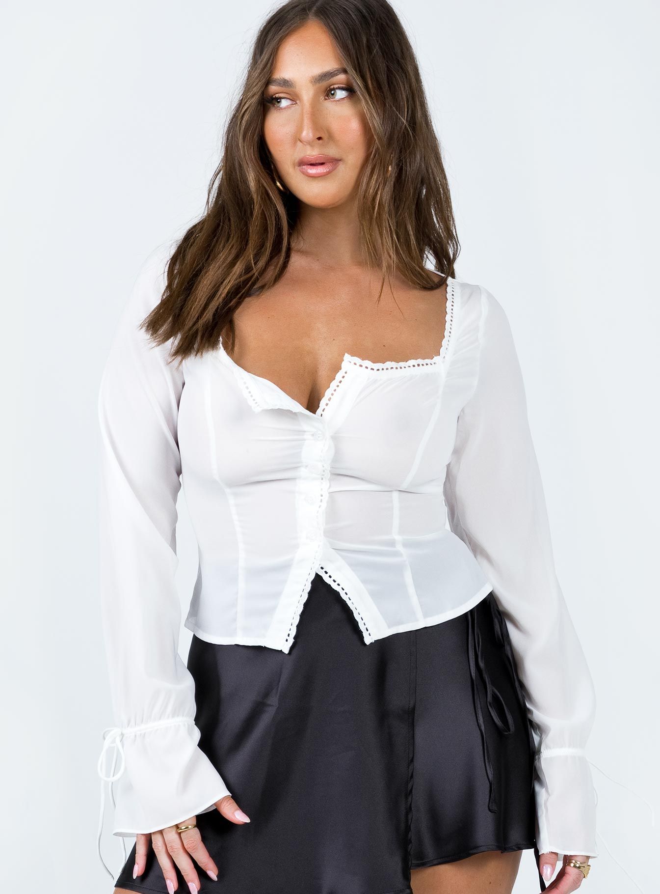 Carila Lace Voile Sheer Top Ivory sold by Princess Polly product image thumbnail 2