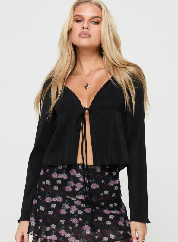 Chantria Long Sleeve Halter Top Black sold by Princess Polly