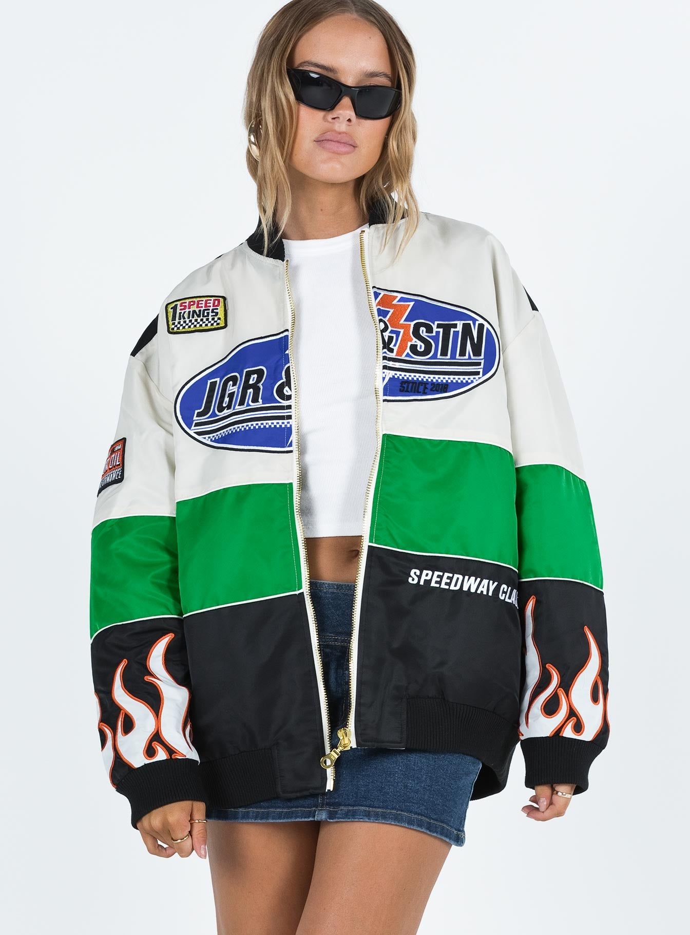 JGR & STN Axel Moto Jacket Ivory / Black sold by Princess Polly product image thumbnail 3