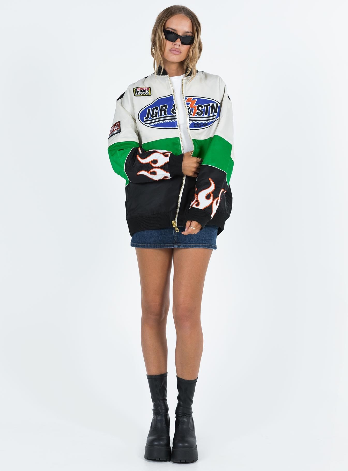 JGR & STN Axel Moto Jacket Ivory / Black sold by Princess Polly product image thumbnail 4