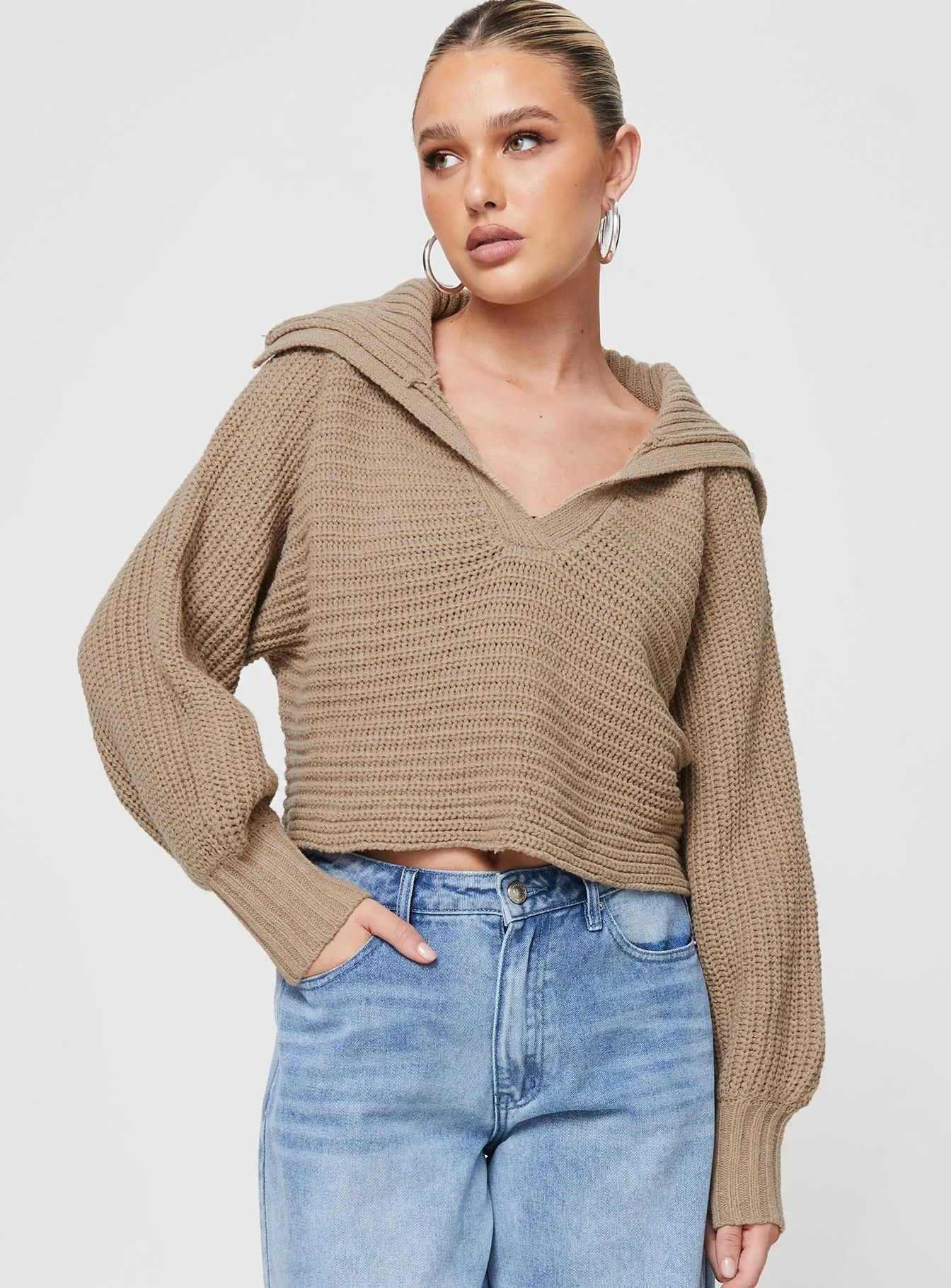 Wester Ribbed Sweater Mocha sold by Princess Polly product image thumbnail 2