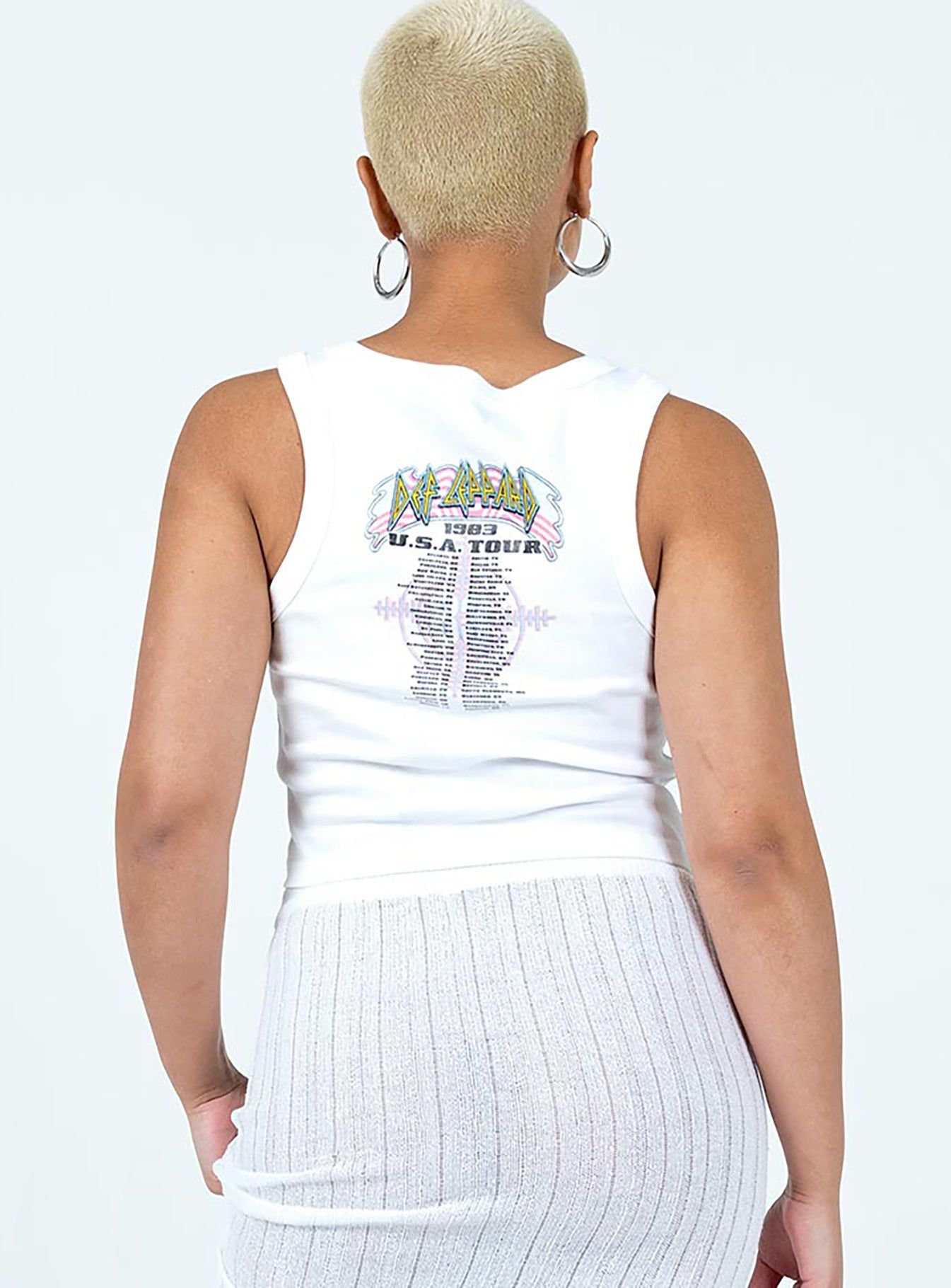 Def Leppard USA 1983 Tour Cropped Tank White sold by Princess Polly product image thumbnail 5