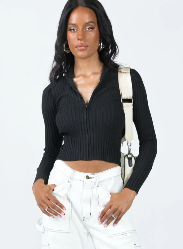 Malvern Zip Sweater Black sold by Princess Polly