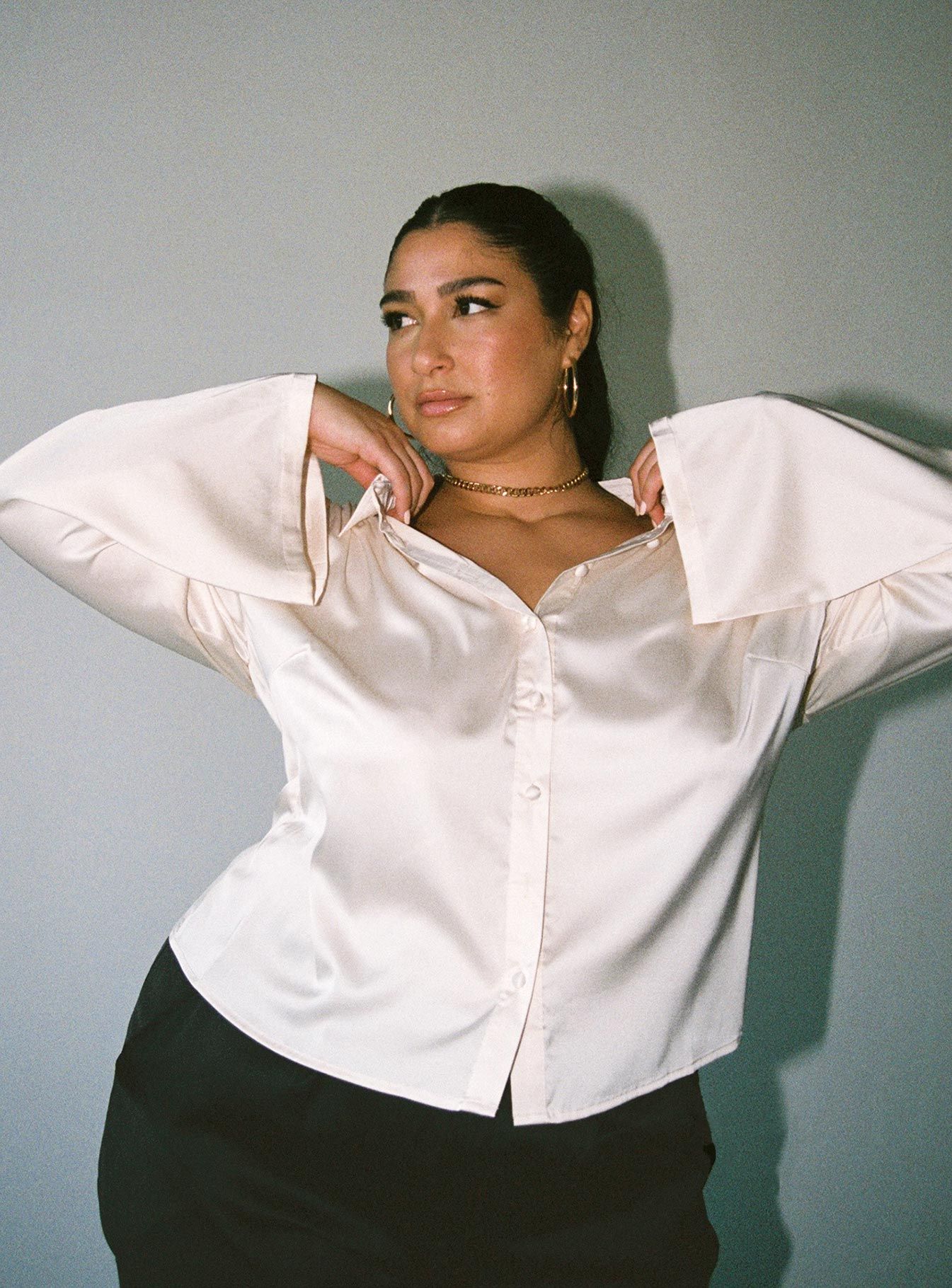 Anni Satin Shirt Cream Curve sold by Princess Polly product image thumbnail 3