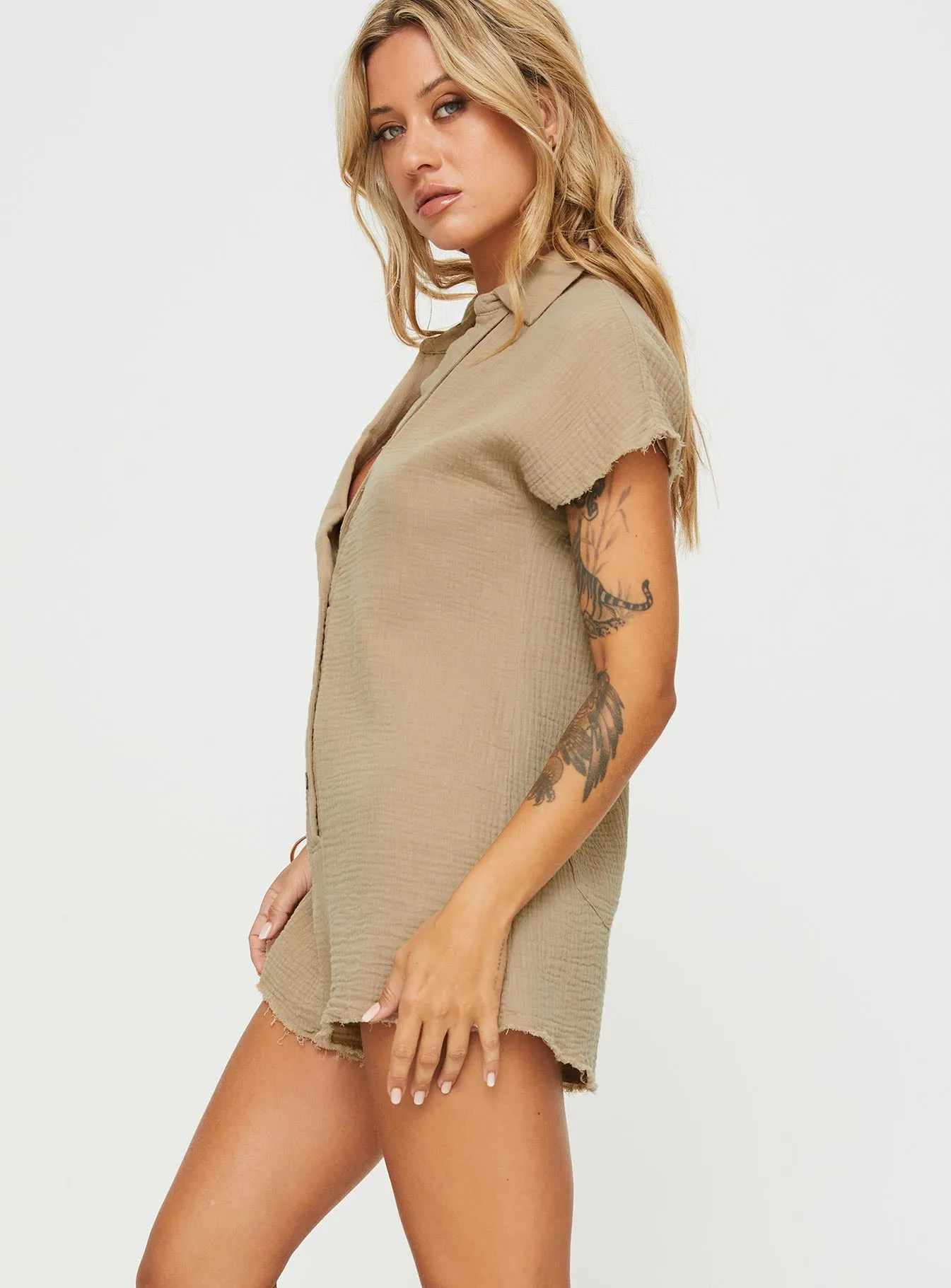 Salt Lake Romper Beige sold by Princess Polly product image thumbnail 4