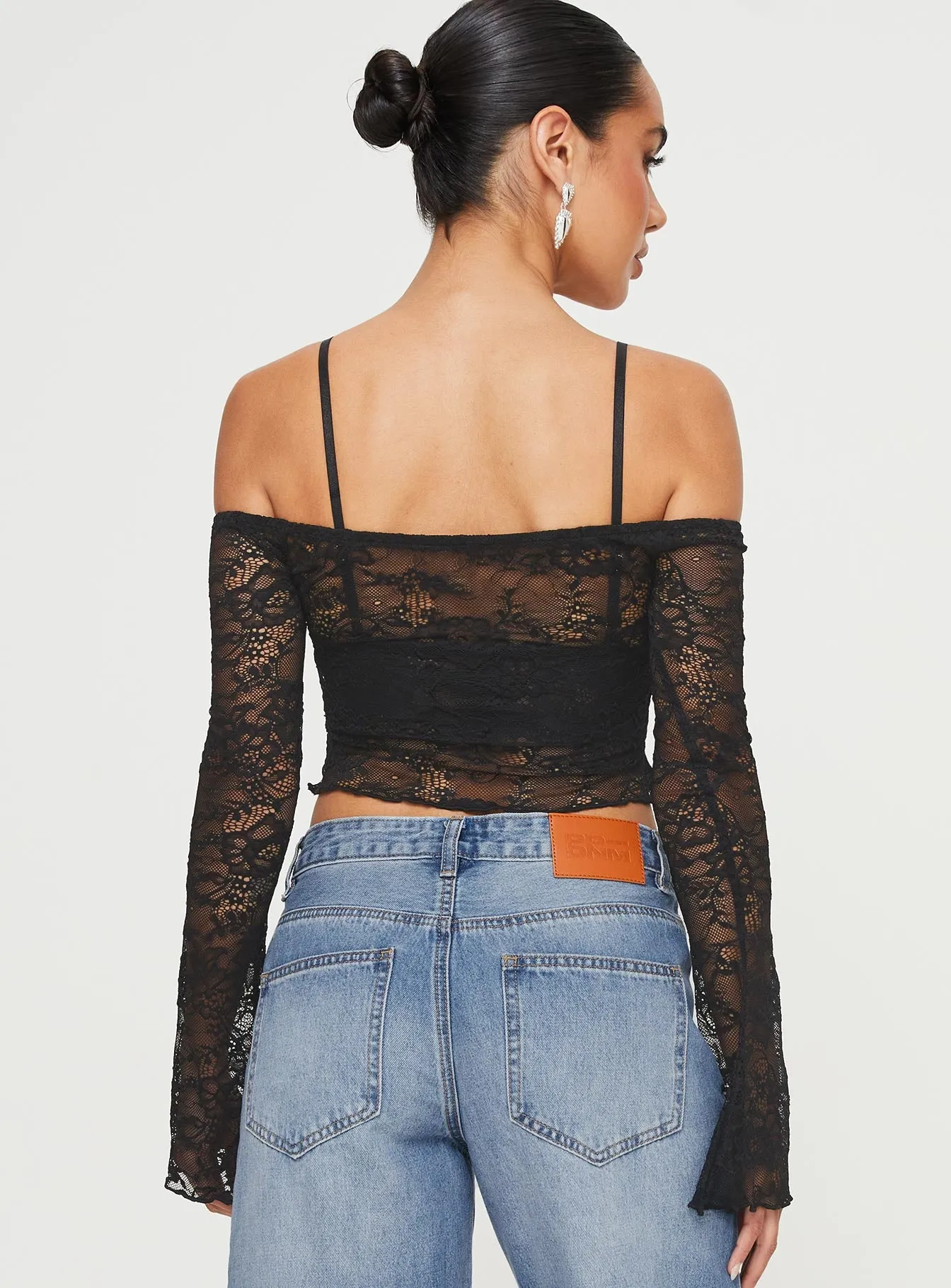 Rulfo Lace Off The Shoulder Top Black sold by Princess Polly product image thumbnail 5