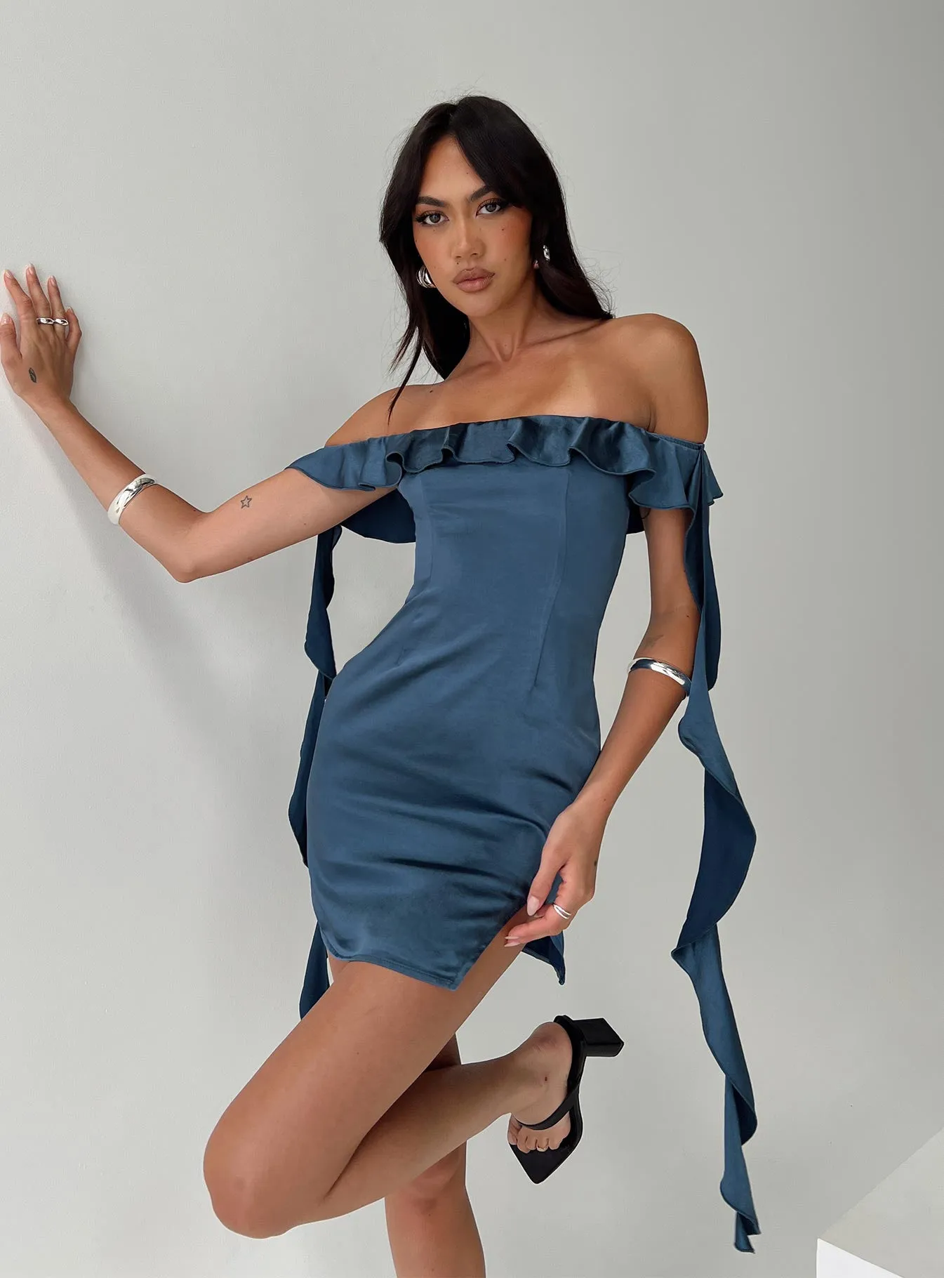 Society Mini Dress Blue sold by Princess Polly