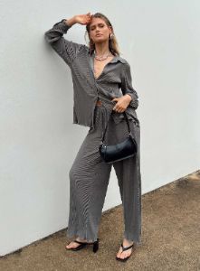 Cartmore Plisse Pants Charcoal sold by Princess Polly