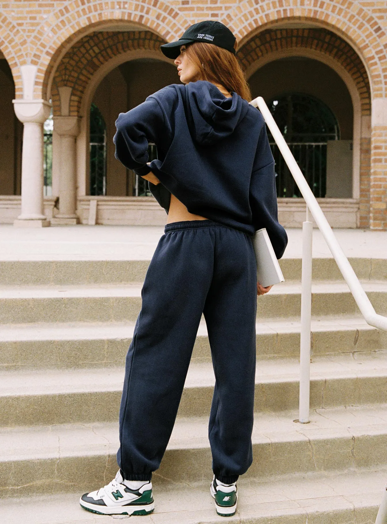 Dream Fleece Ankle Cuff Sweatpants Navy sold by Princess Polly product image thumbnail 3