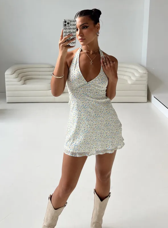 Ladlin Mini Dress Yellow Floral sold by Princess Polly