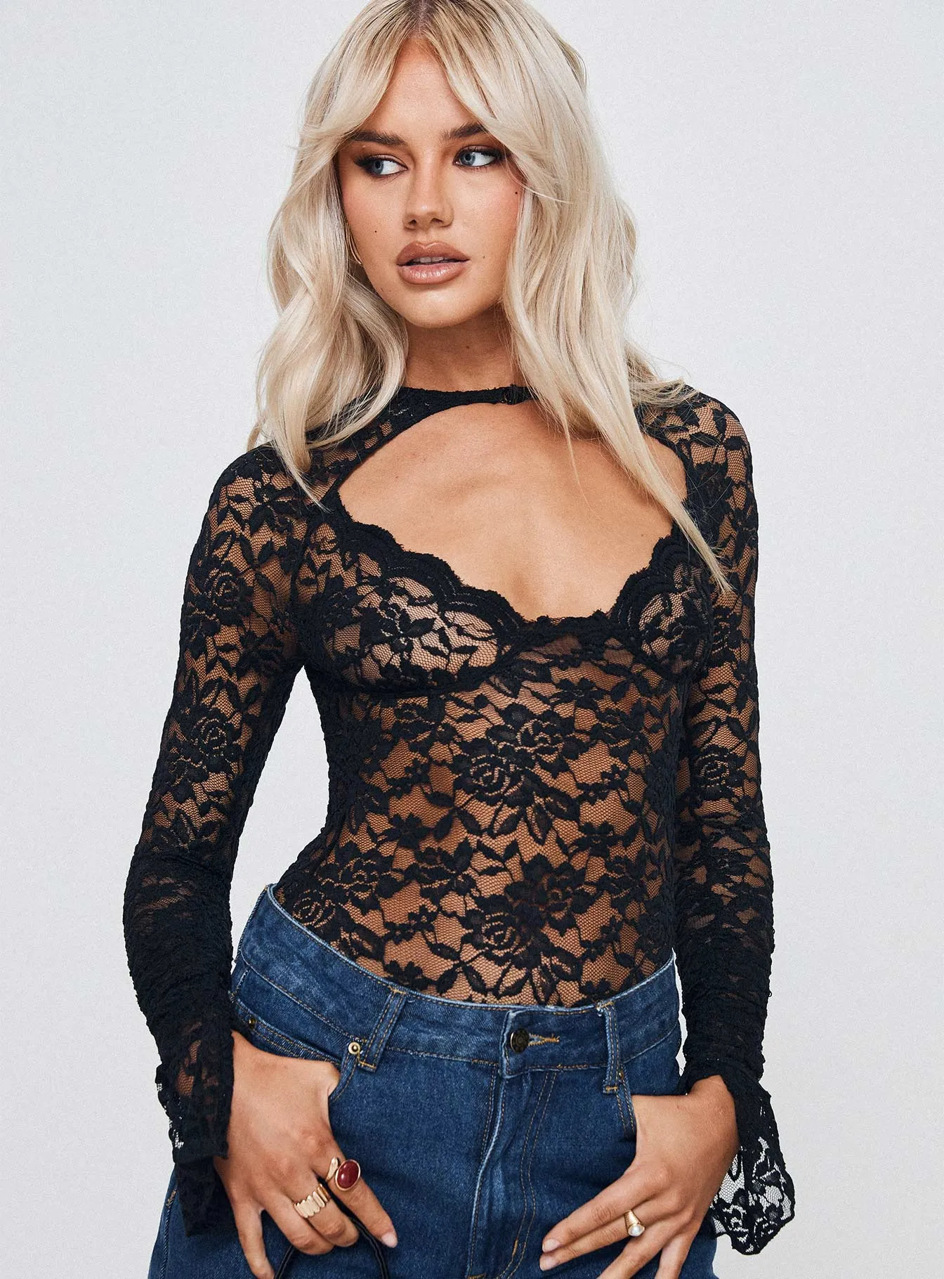 Giallo Long Sleeve Bodysuit Black sold by Princess Polly