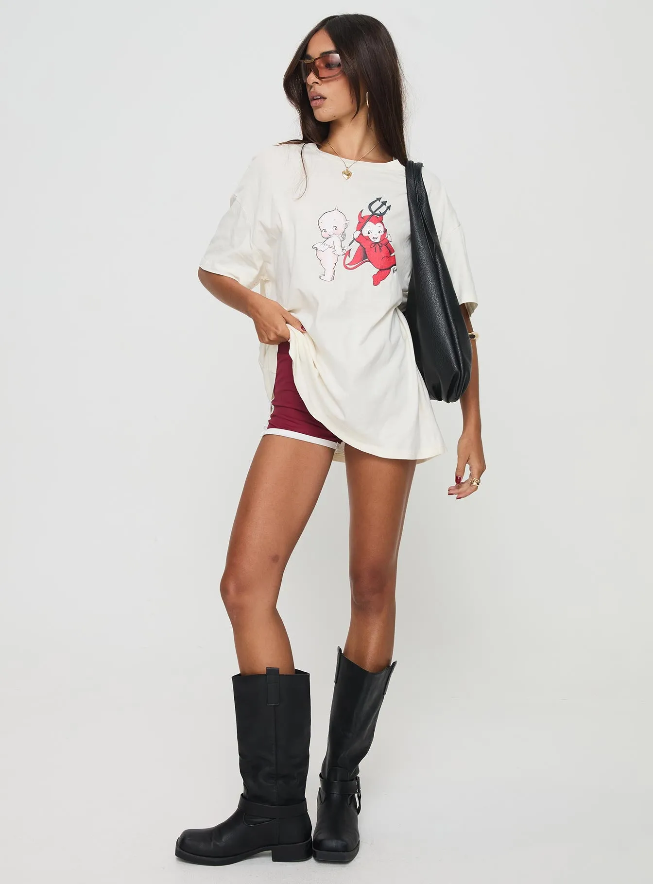 Kewpie Angel Vs Devil Oversized Tee White sold by Princess Polly product image thumbnail 3