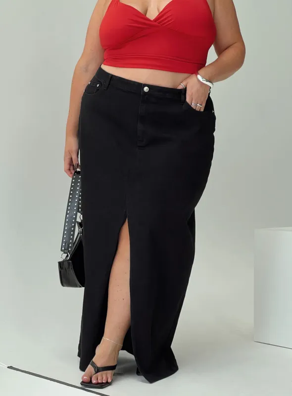 Batkins Maxi Skirt Black Curve sold by Princess Polly