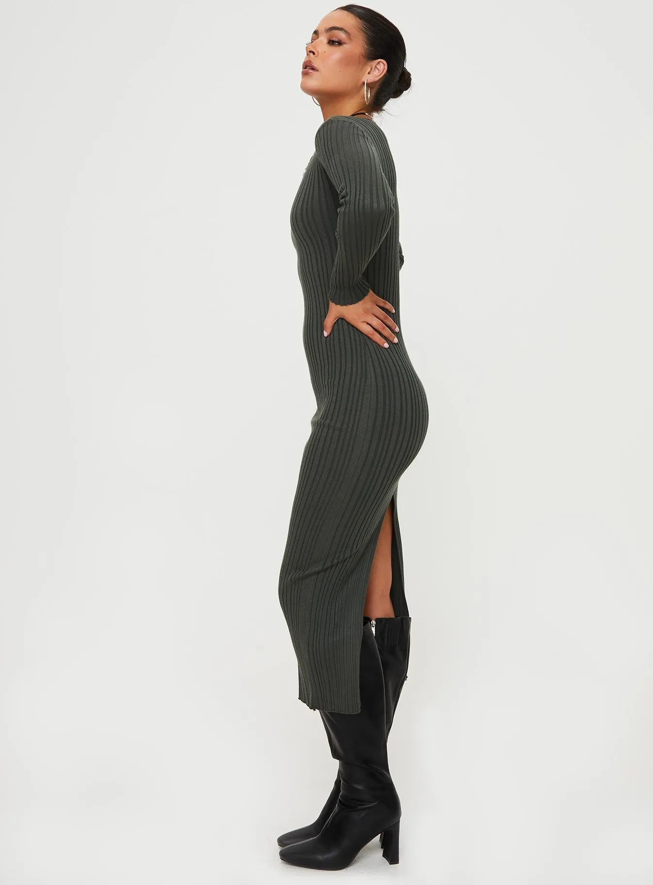 Dossett Long Sleeve Maxi Dress Green sold by Princess Polly product image thumbnail 3