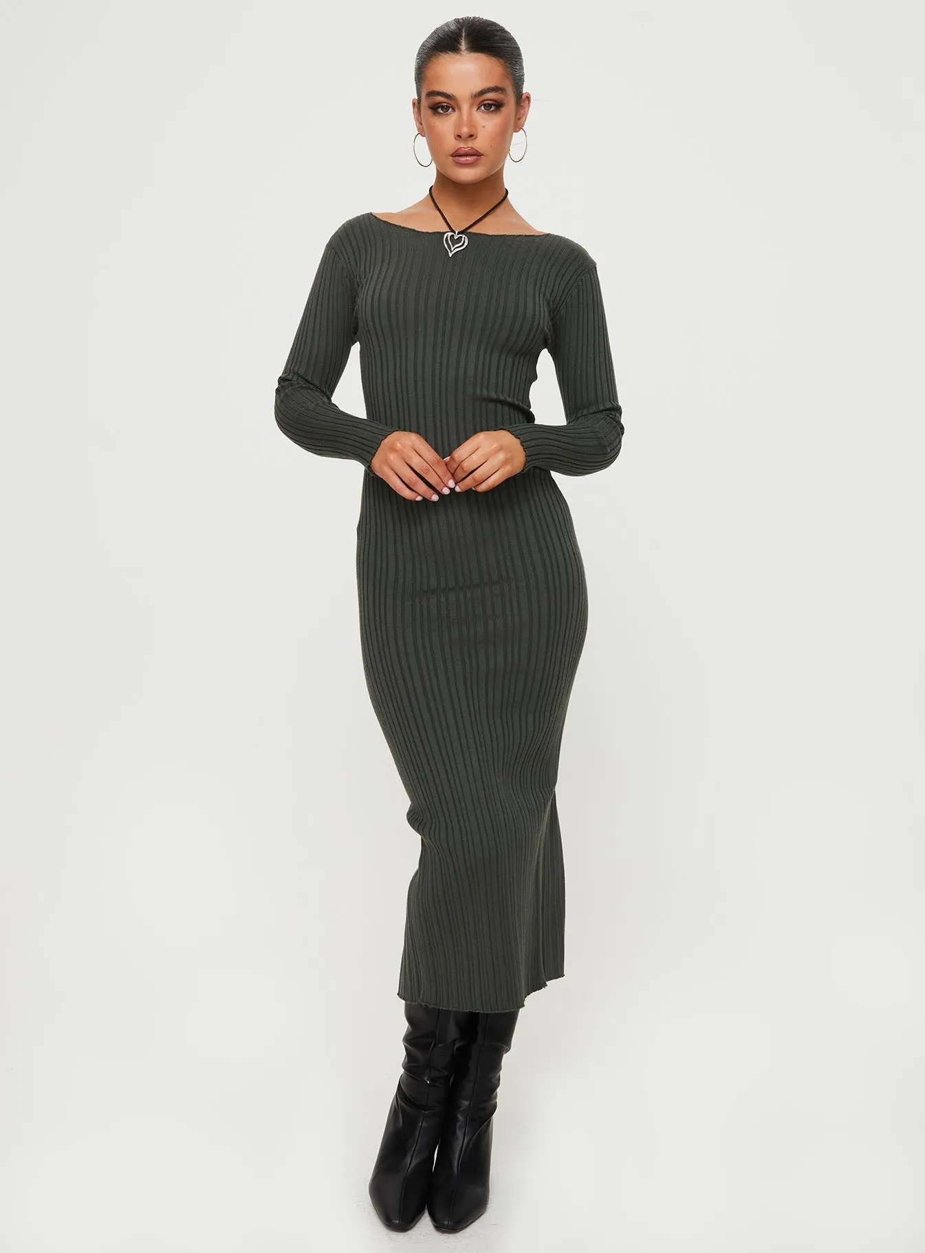 Dossett Long Sleeve Maxi Dress Green sold by Princess Polly