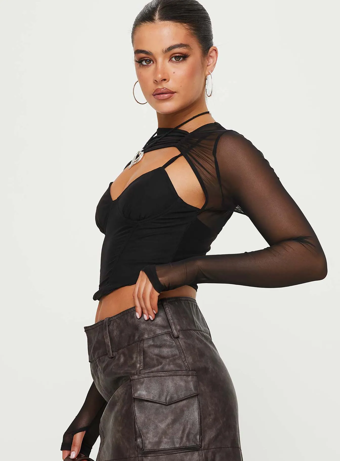 Mckeon Long Sleeve Top Black sold by Princess Polly product image thumbnail 4