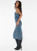 Smokeshow Strapless Midi Dress Blue Denim sold by Princess Polly