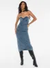 Smokeshow Strapless Midi Dress Blue Denim sold by Princess Polly