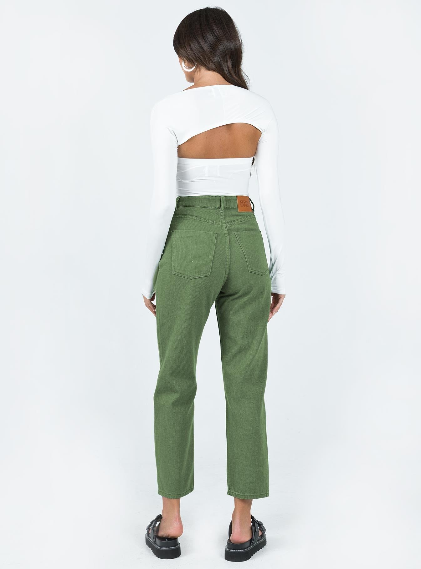 Leta Straight Leg Denim Jeans Khaki sold by Princess Polly product image thumbnail 4