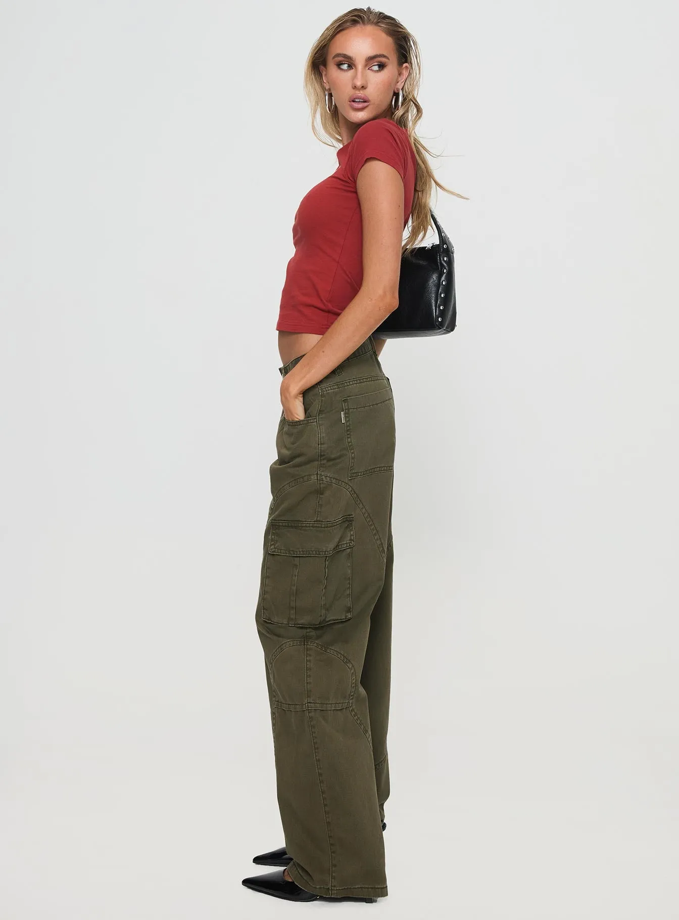Ahstin Cargo Jeans Green sold by Princess Polly product image thumbnail 4