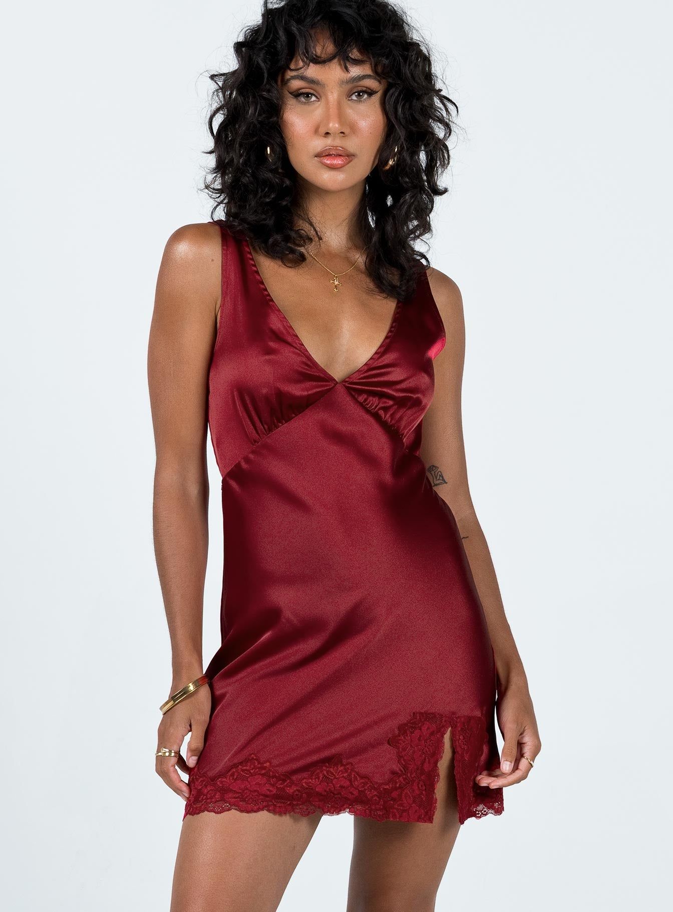Athenia Mini Dress Burgundy sold by Princess Polly product image thumbnail 2