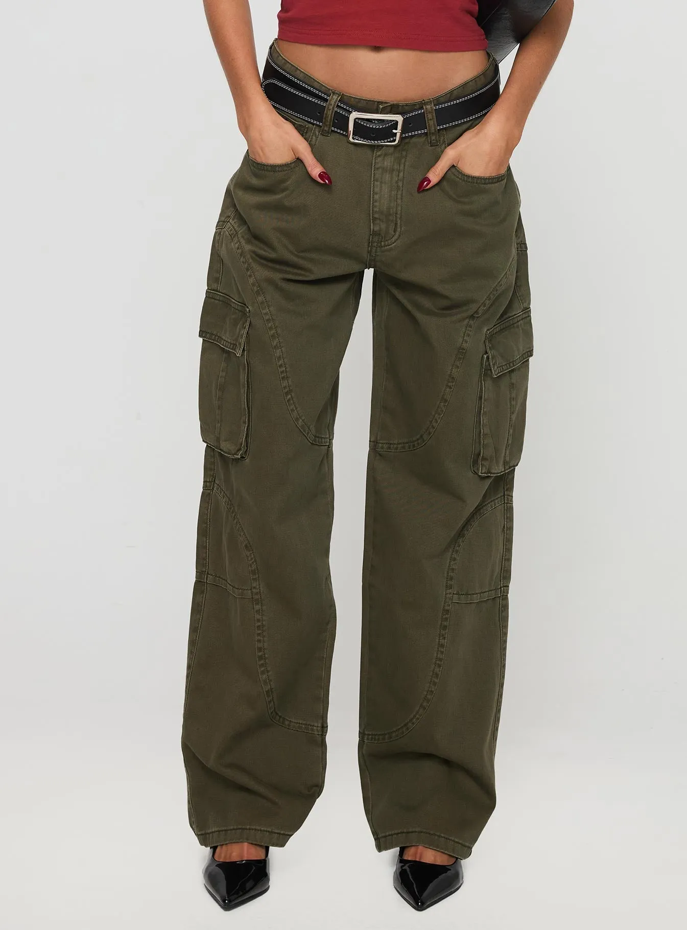 Ahstin Cargo Jeans Green sold by Princess Polly product image thumbnail 2