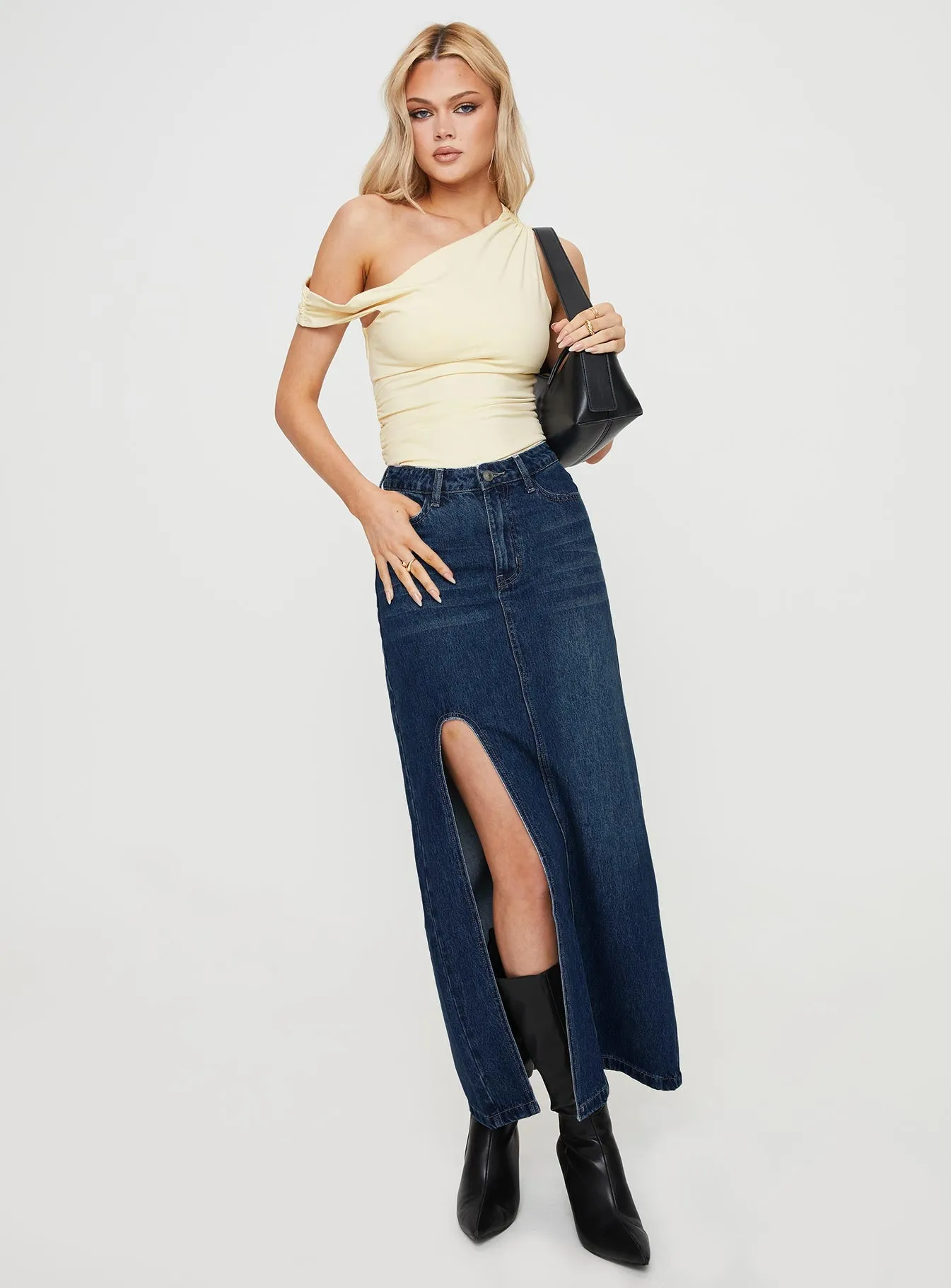 Saige Denim Maxi Skirt Mid Wash sold by Princess Polly product image thumbnail 3
