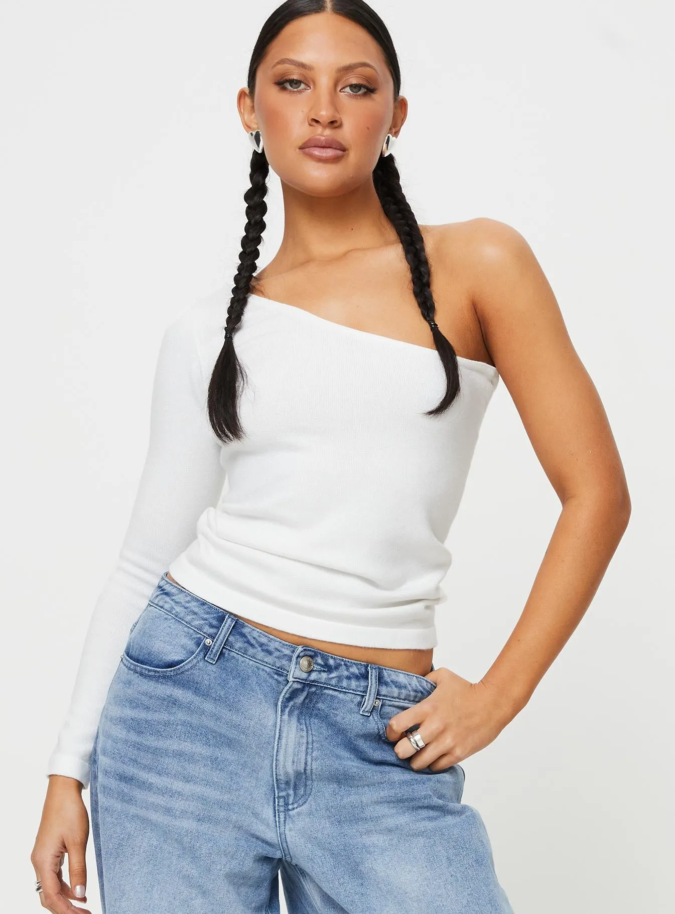 Moniz One Shoulder Top White sold by Princess Polly product image thumbnail 2