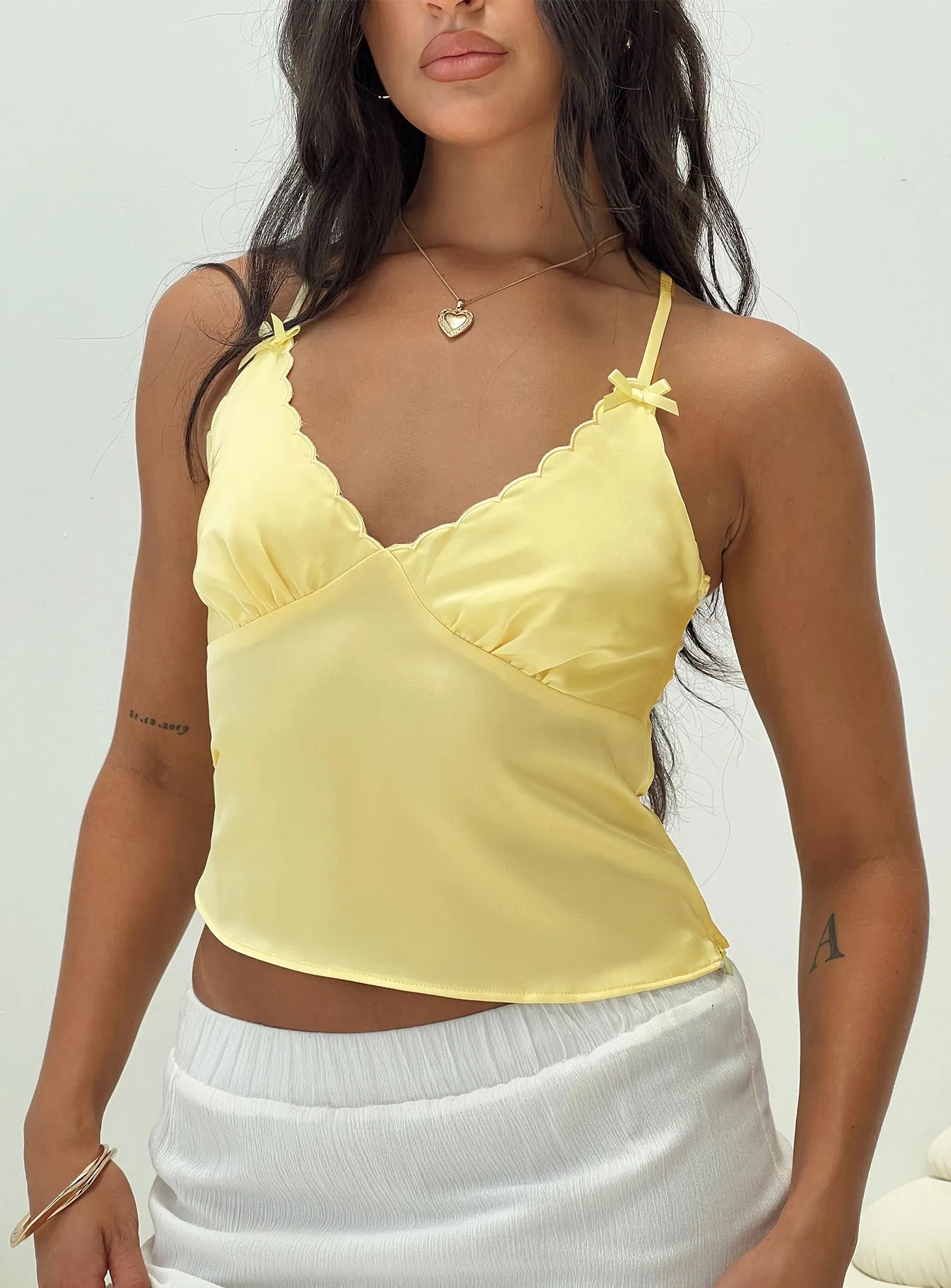Satina Top Yellow sold by Princess Polly