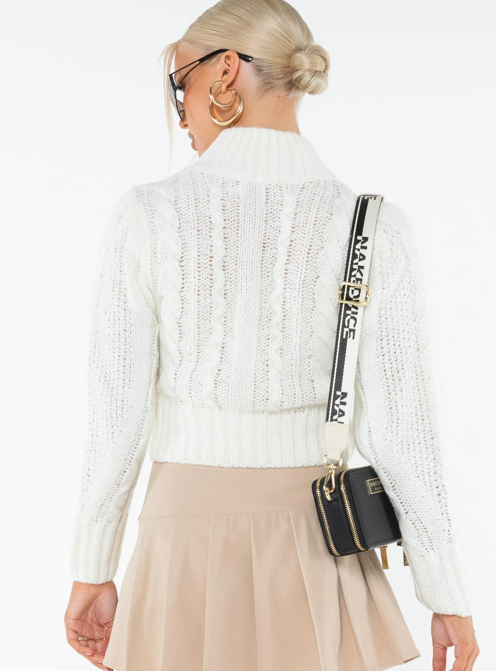 Degi Cropped Cable Sweater White sold by Princess Polly product image thumbnail 5