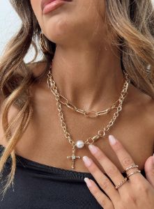 Chapelle Cross Necklace Gold sold by Princess Polly